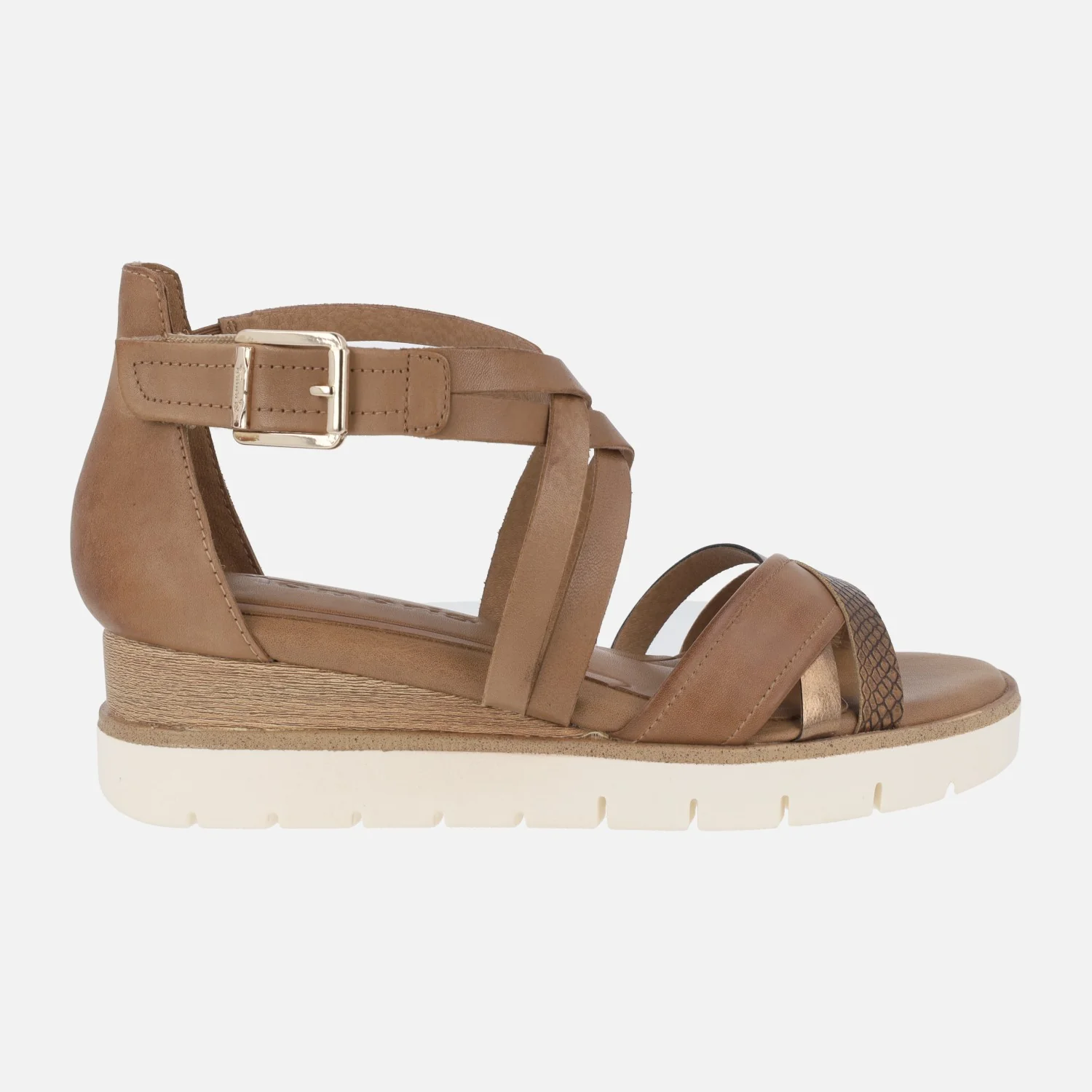 Sandalias de piel con tiras entrelazadas y talón cerrado