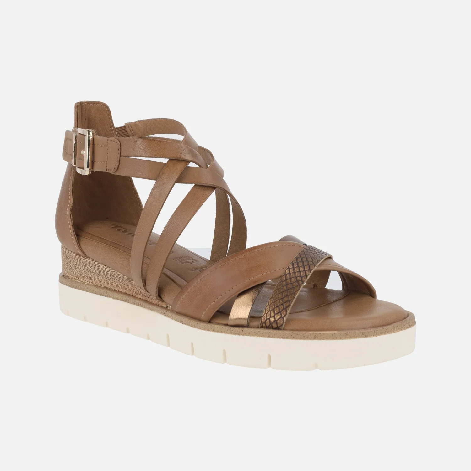 Sandalias de piel con tiras entrelazadas y talón cerrado - Image 2