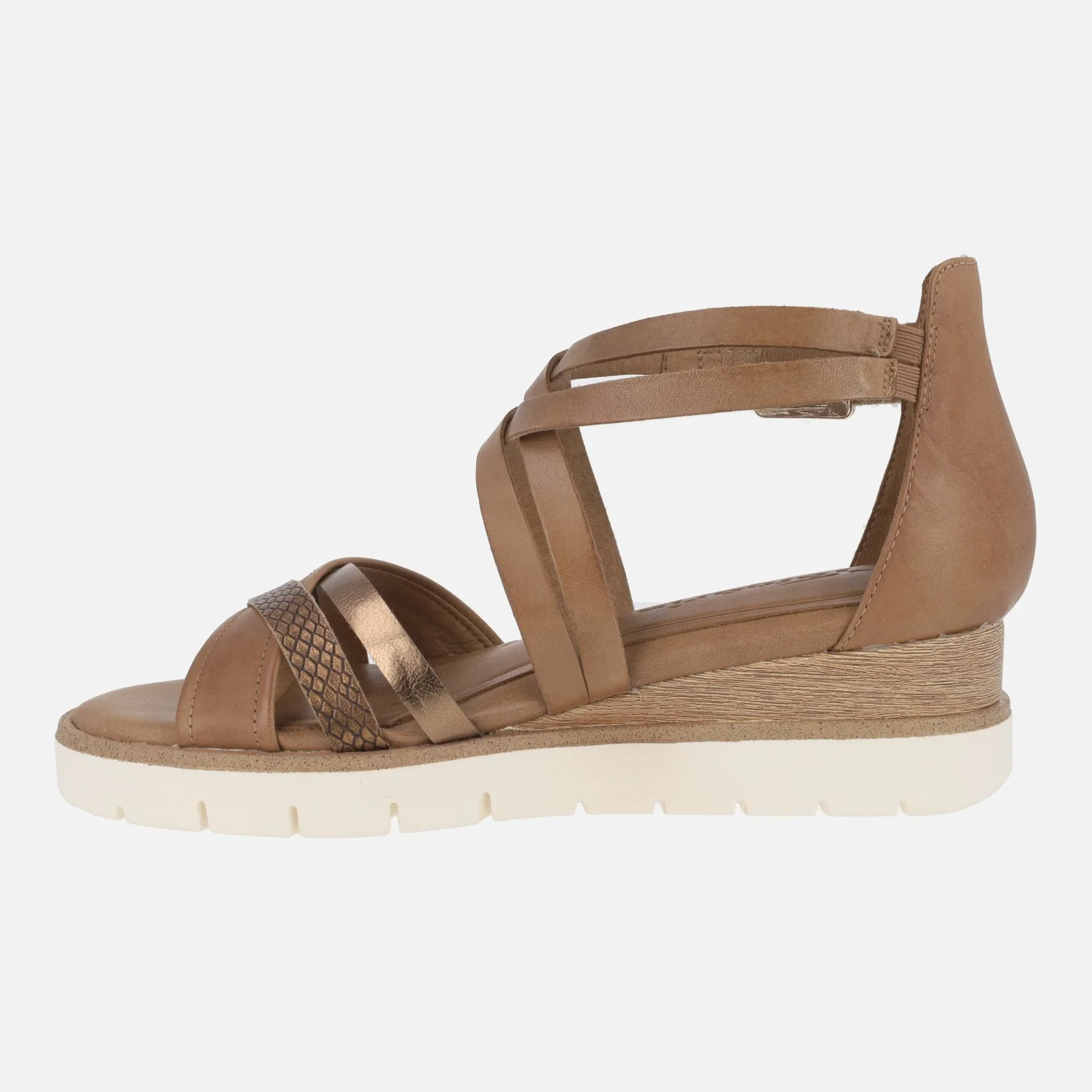 Sandalias de piel con tiras entrelazadas y talón cerrado - Image 3