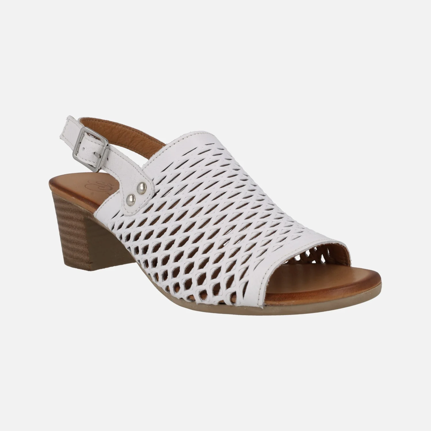 Sandalias de piel con troquelados y tacón medio Elda - Image 8