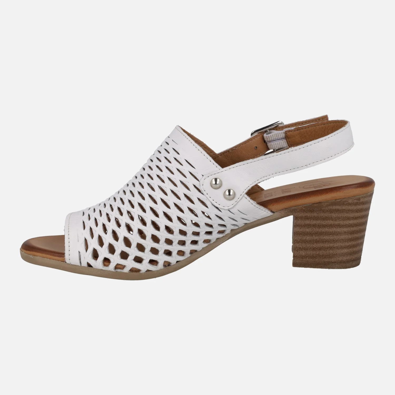 Sandalias de piel con troquelados y tacón medio Elda - Image 9