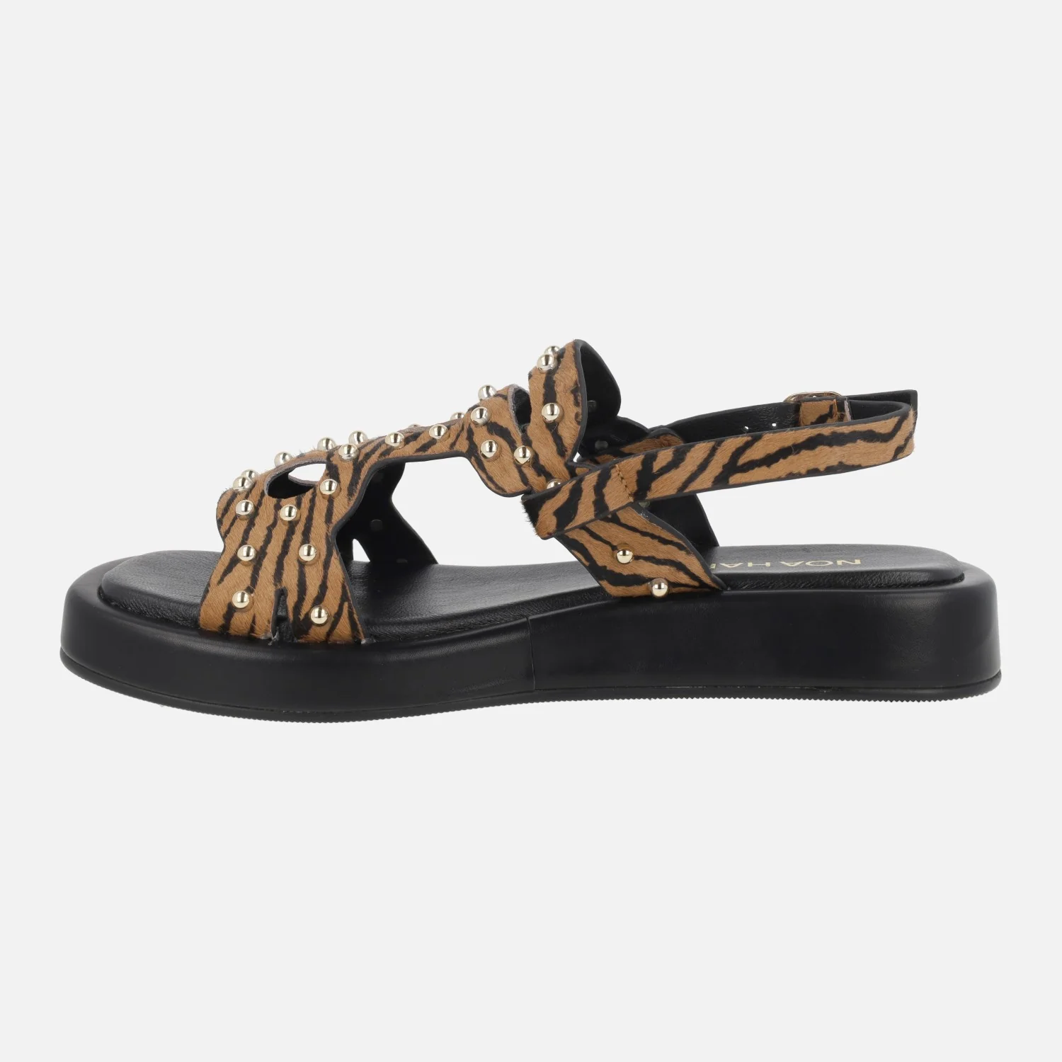 Sandalias de piel en animal print con tachas doradas - Image 3