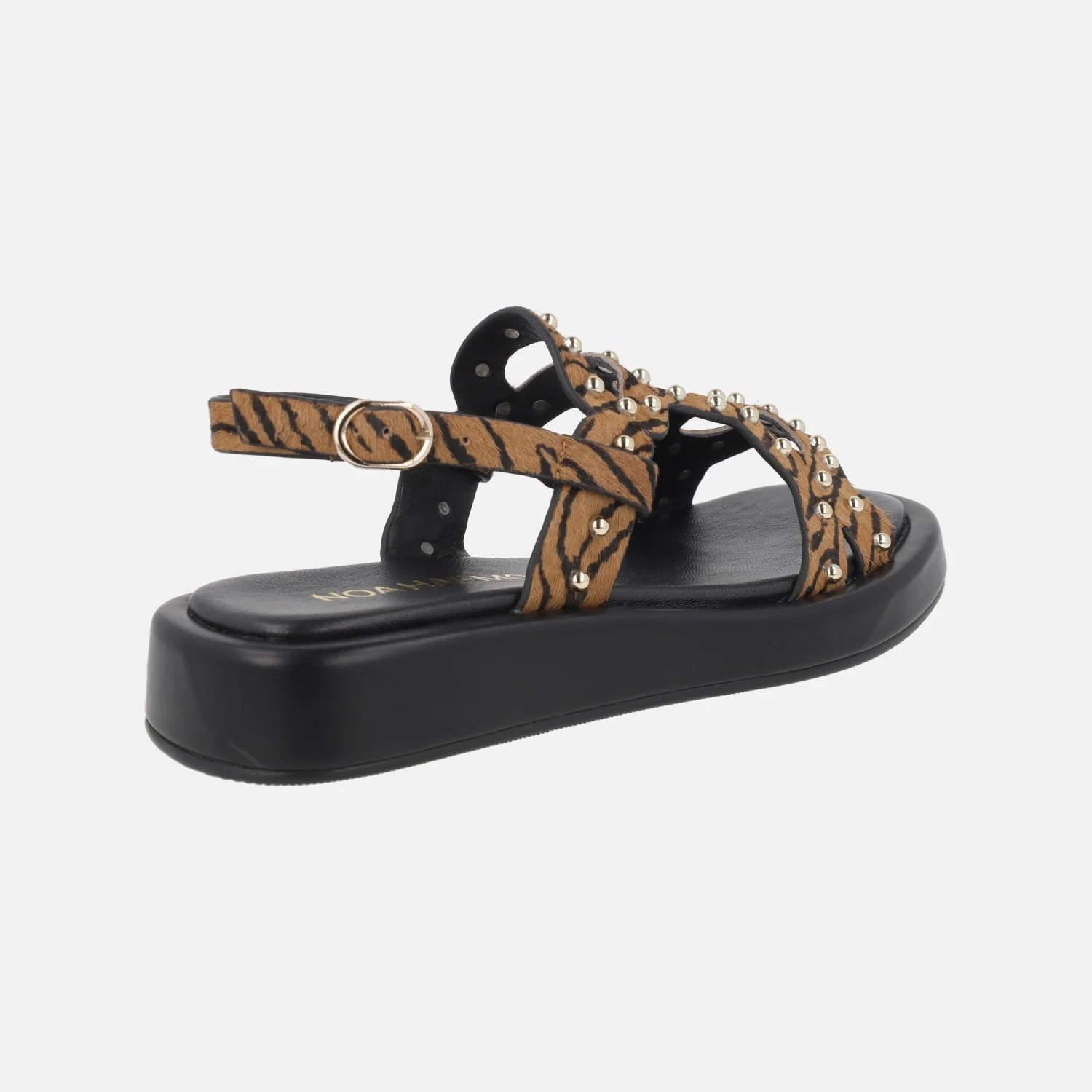 Sandalias de piel en animal print con tachas doradas - Image 4