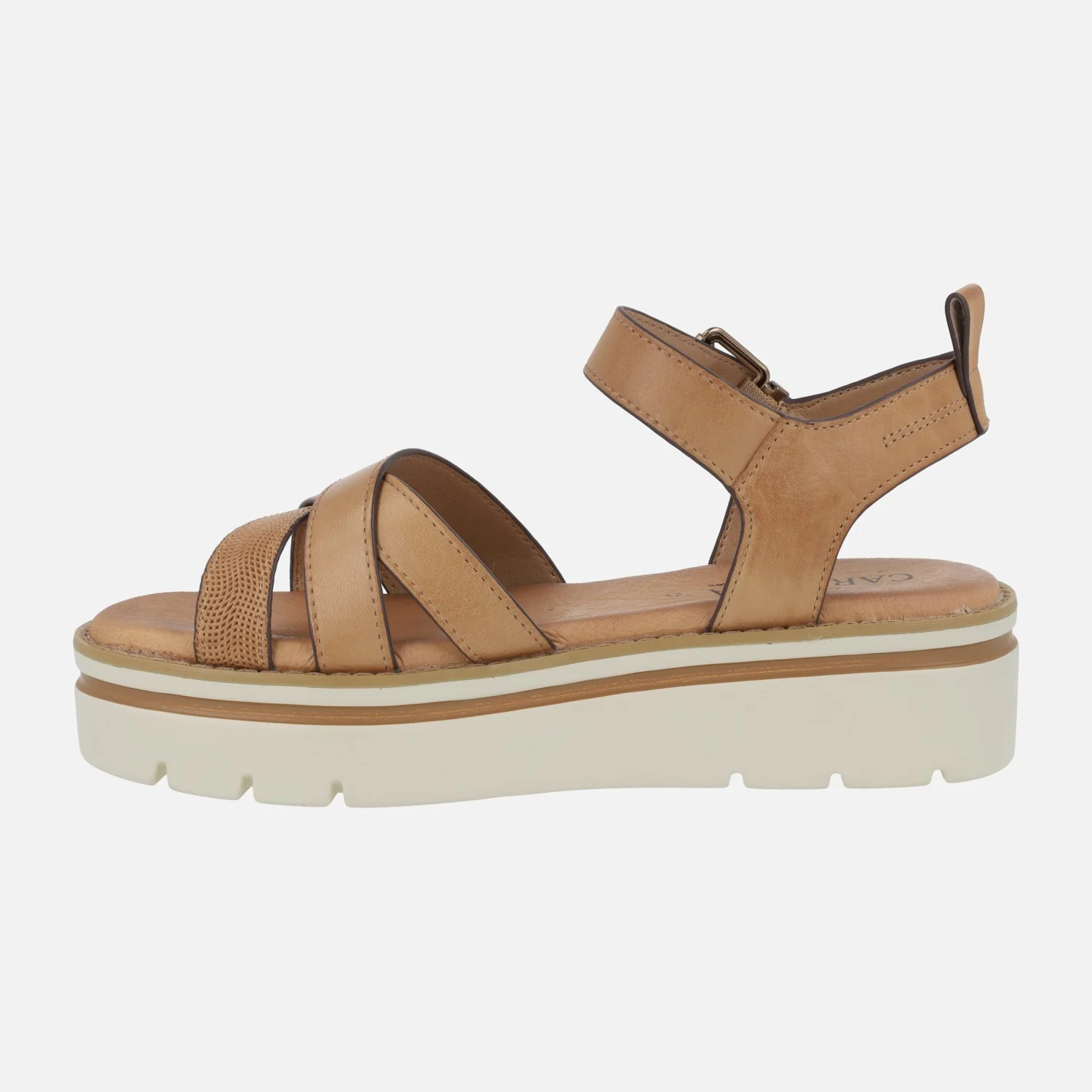 Sandalias de piel en color camel con plataforma - Image 3