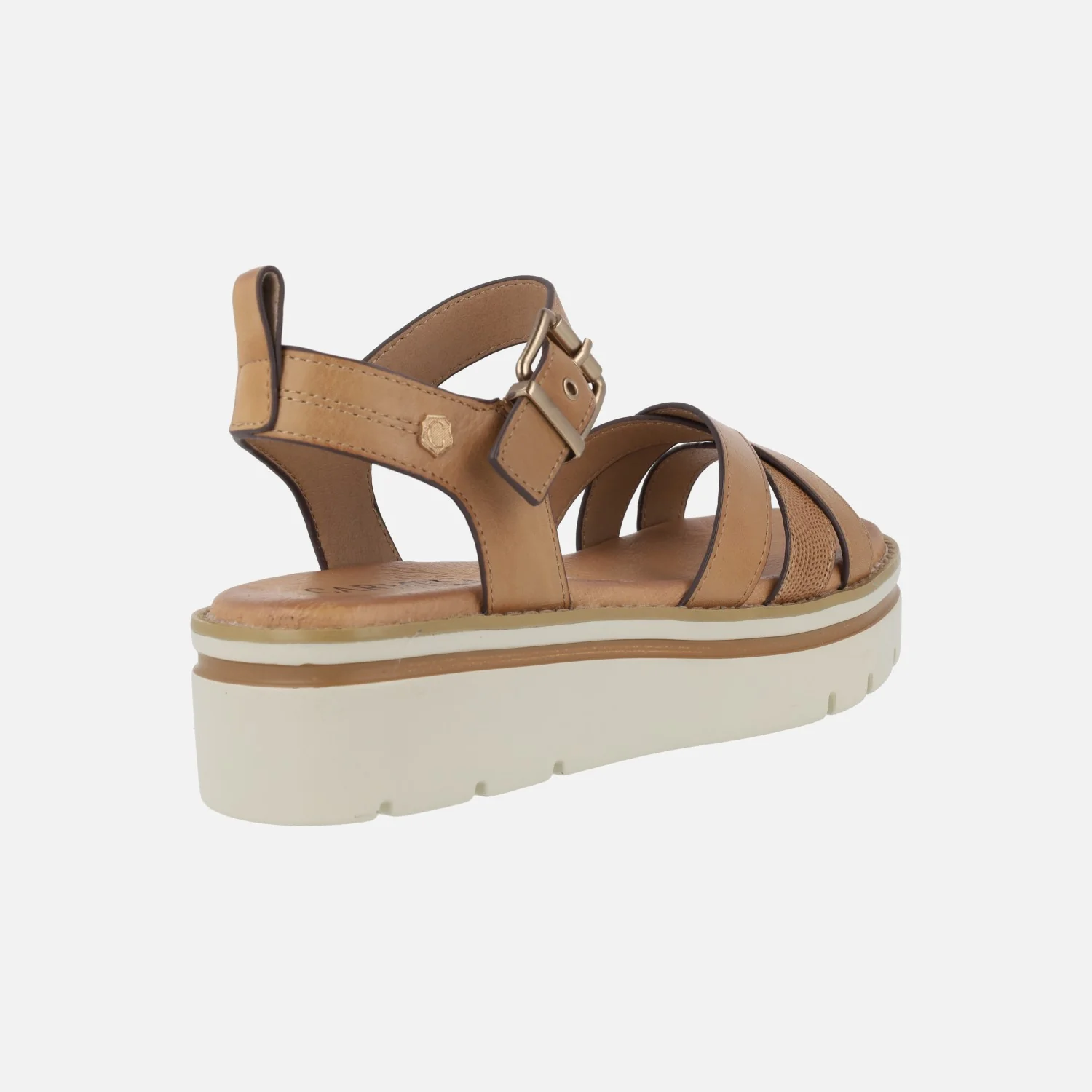 Sandalias de piel en color camel con plataforma - Image 4