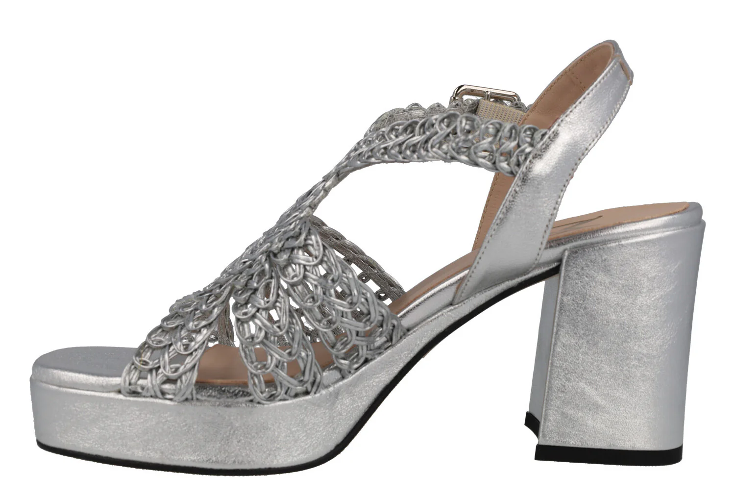 Sandalias de piel en colores metalizados con pala trenzada - Image 7
