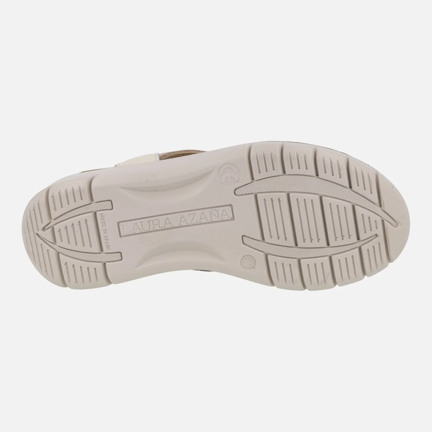 Sandalias de piel en combinado beige con cierre de velcro - Image 6