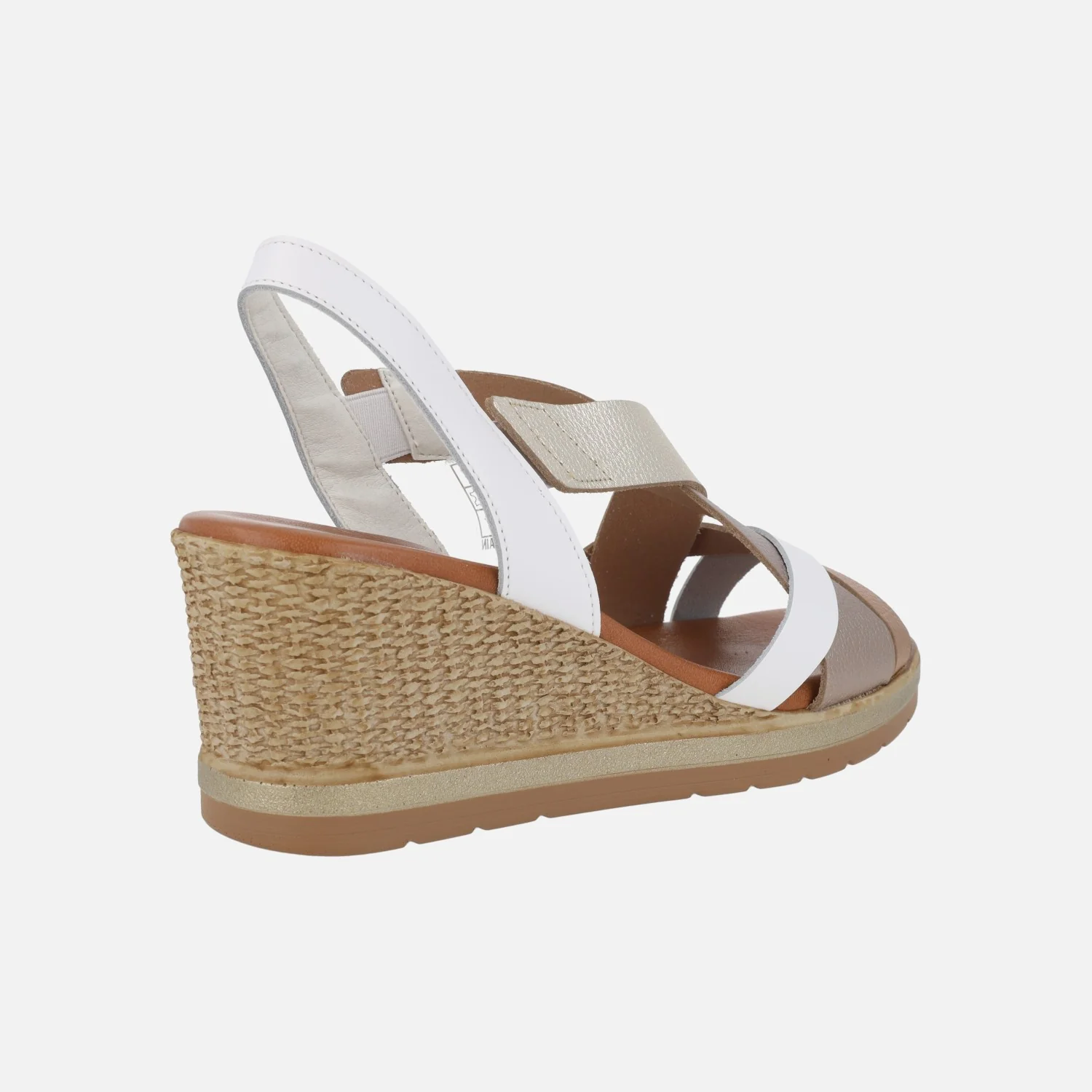 Sandalias de piel en combinado blanco con metalizados - Image 4