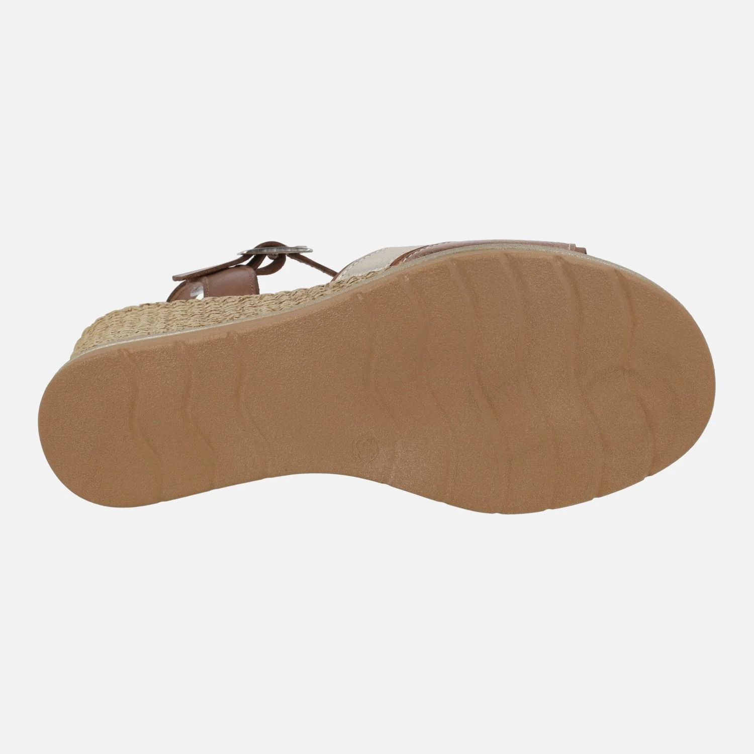 Sandalias de piel en combinado de metales con cuña efecto rafia - Image 12
