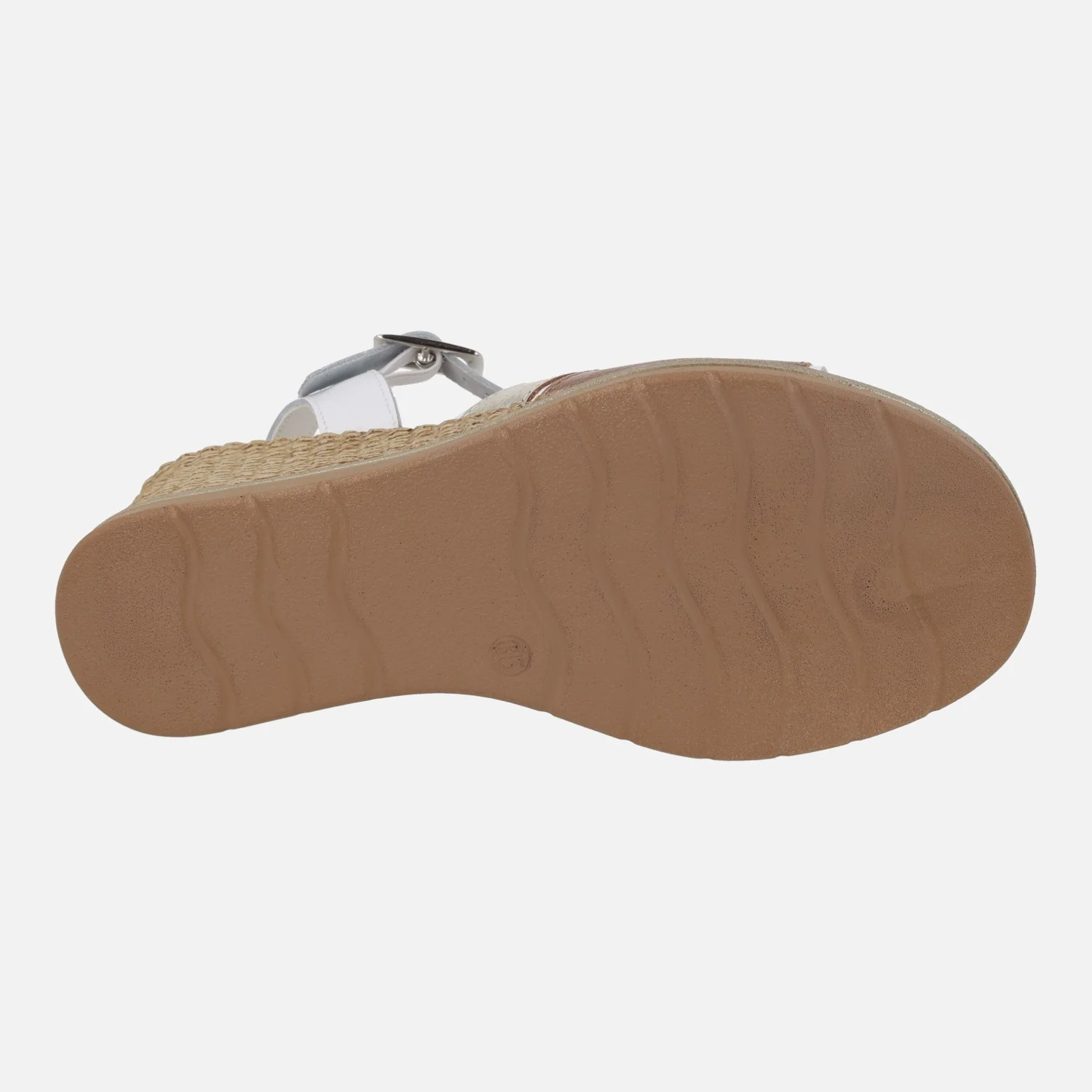 Sandalias de piel en combinado de metales con cuña efecto rafia - Image 6