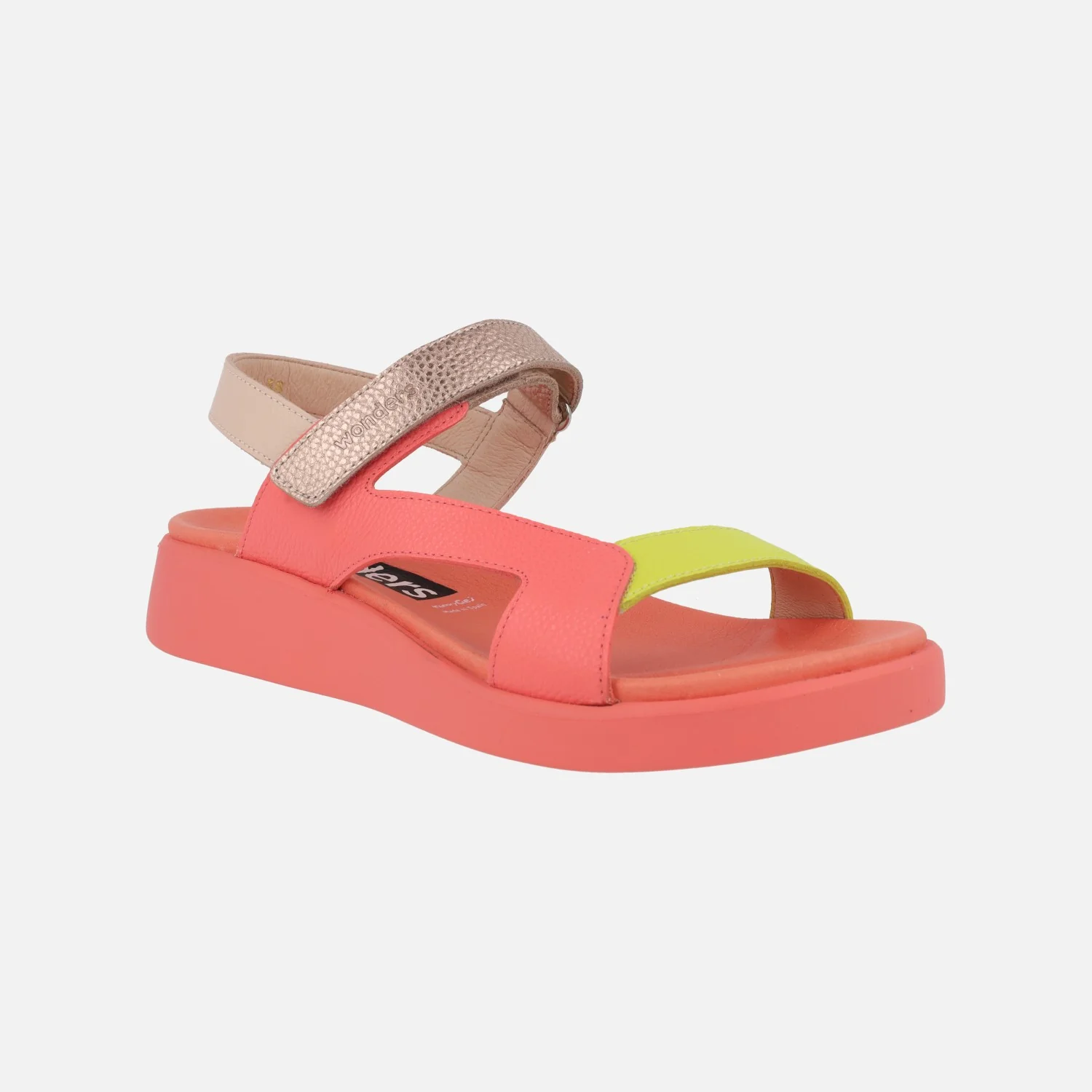 Sandalias de piel HALI en combinado multicolor con cierre de velcro - Image 2