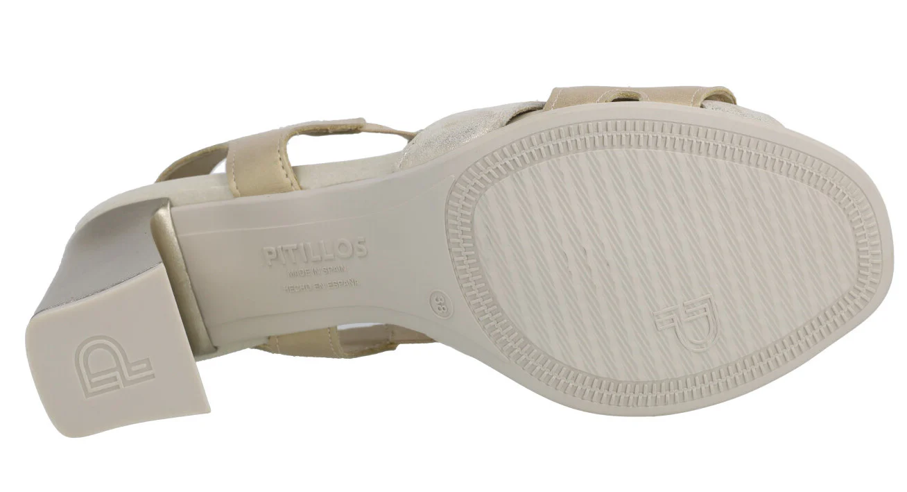 Sandalias de piel en combinado oro con tacón alto - Image 6