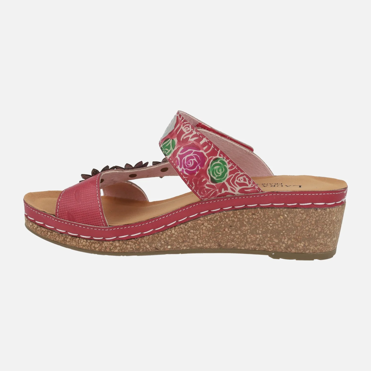 Sandalias de piel en combinado rojo Facscineo 05 Grenat - Image 3