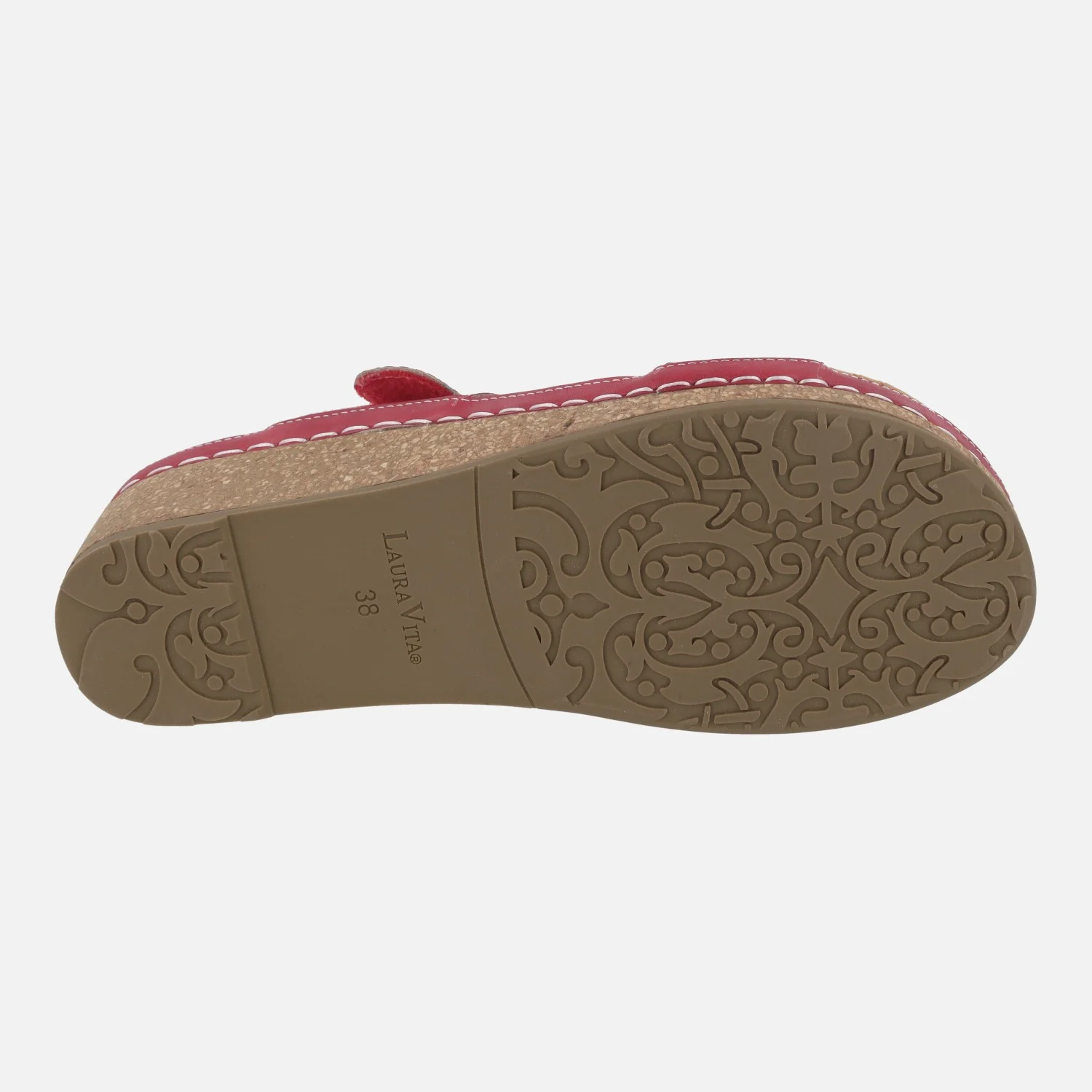 Sandalias de piel en combinado rojo Facscineo 05 Grenat - Image 6
