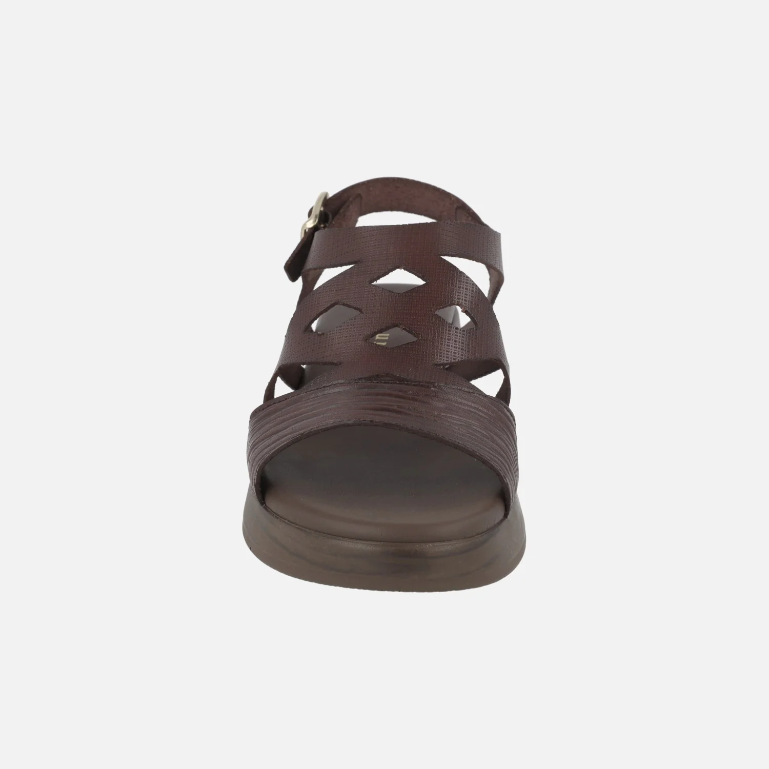 Sandalias de piel en marrón chocolate con cuña baja - Image 5