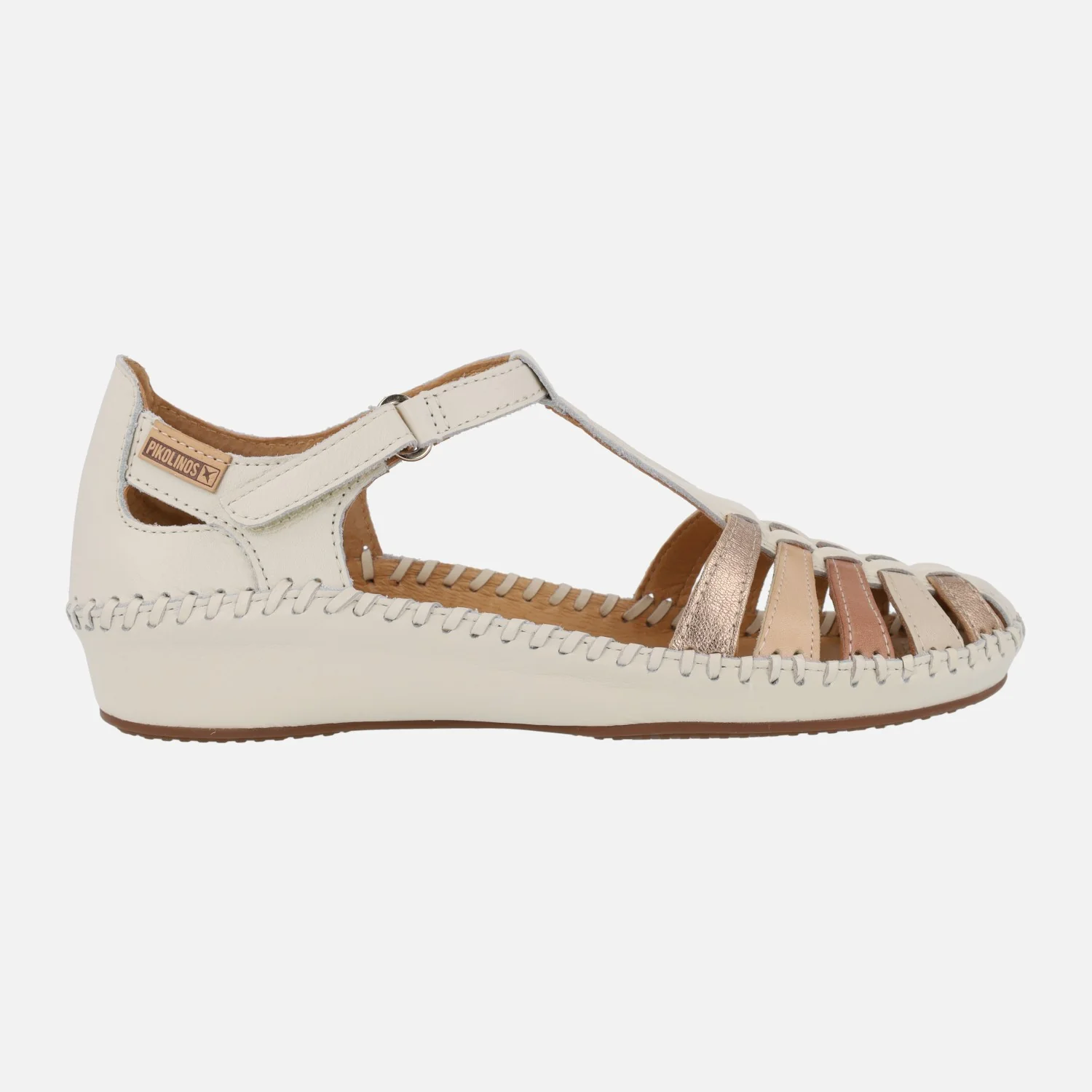 Sandalias de piel estilo cangrejeras con tiras multicolor P.Vallarta 655-0843C