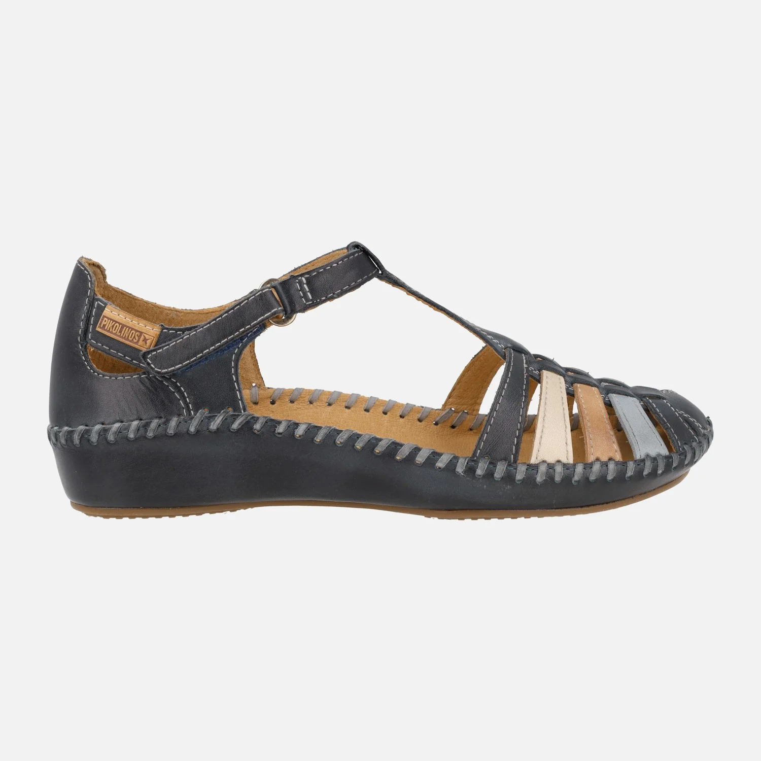 Sandalias de piel estilo cangrejeras con tiras multicolor P.Vallarta 655-0843C - Image 11