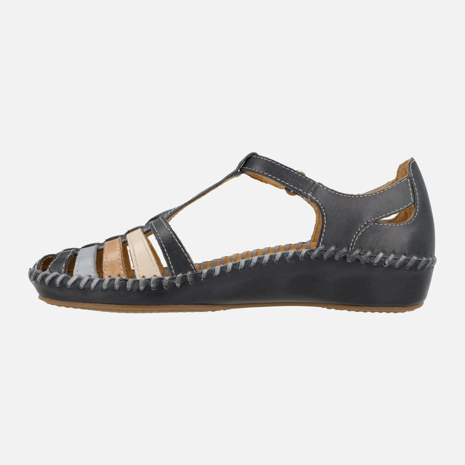 Sandalias de piel estilo cangrejeras con tiras multicolor P.Vallarta 655-0843C - Image 13