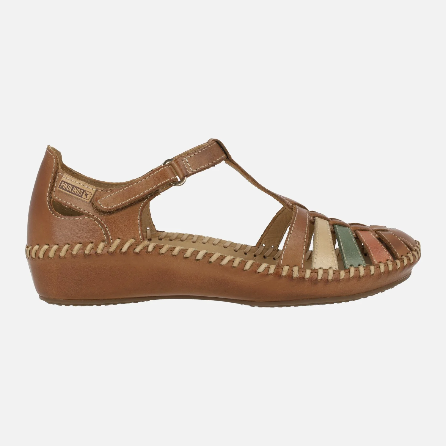 Sandalias de piel estilo cangrejeras con tiras multicolor P.Vallarta 655-0843C - Image 6