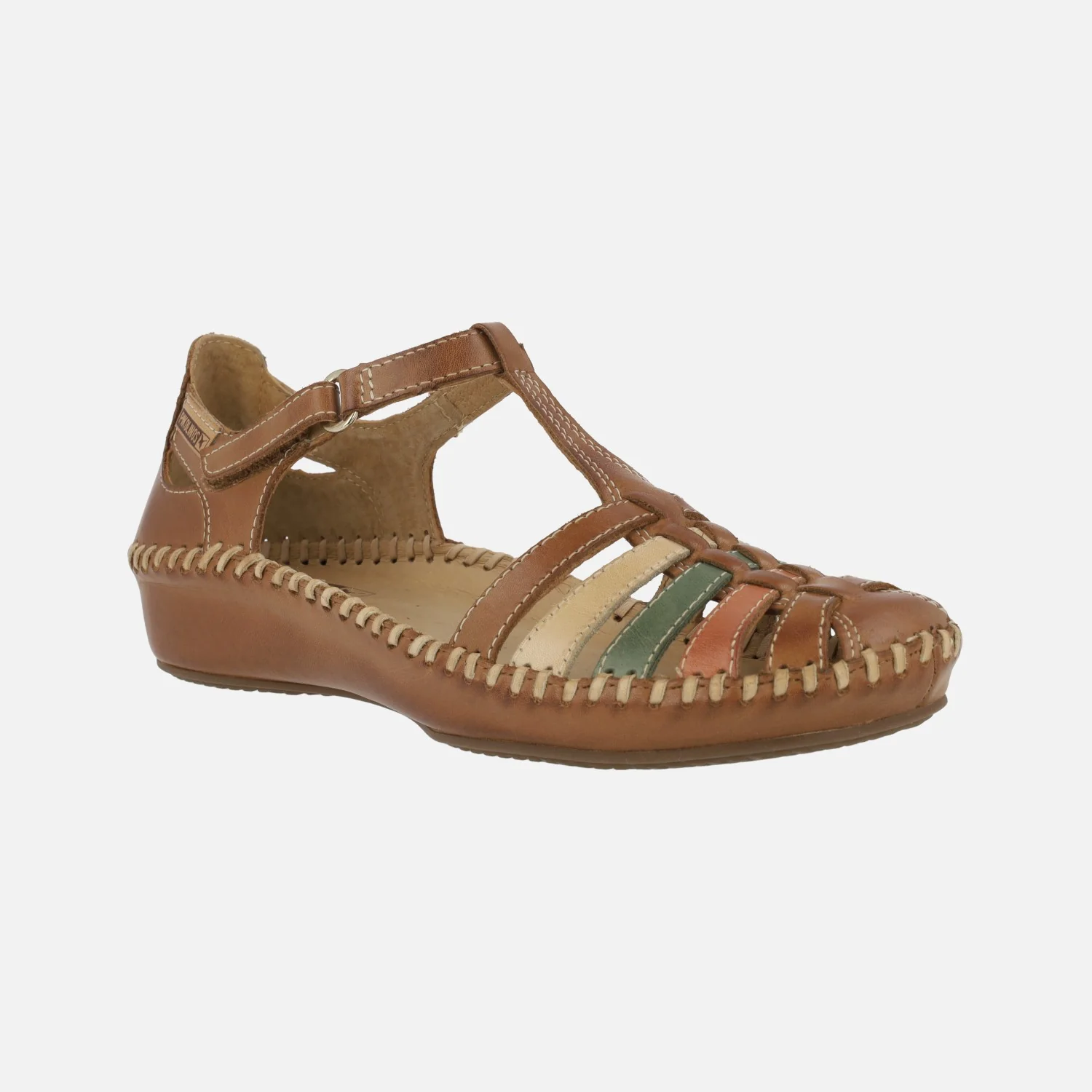 Sandalias de piel estilo cangrejeras con tiras multicolor P.Vallarta 655-0843C - Image 7