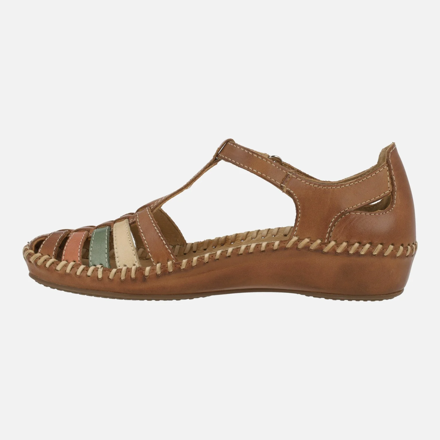 Sandalias de piel estilo cangrejeras con tiras multicolor P.Vallarta 655-0843C - Image 8