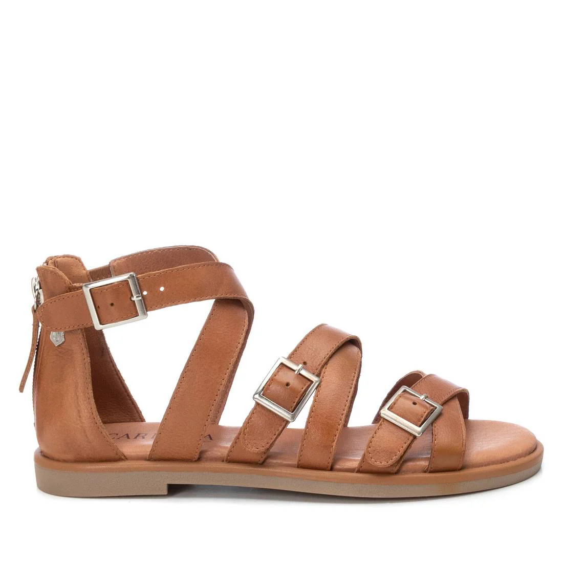 Sandalias de piel estilo romanas con hebillas para mujer