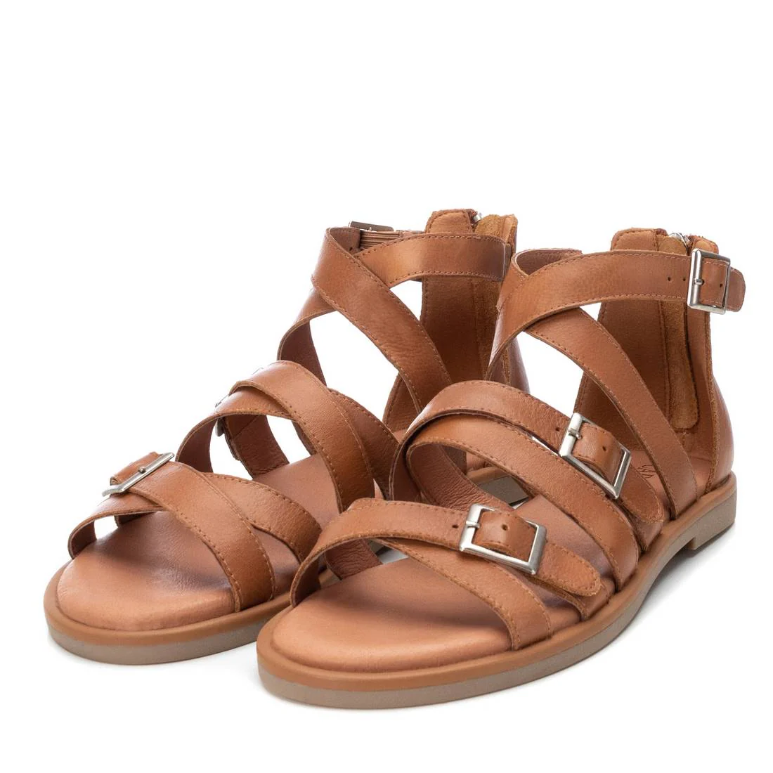 Sandalias de piel estilo romanas con hebillas para mujer - Image 2