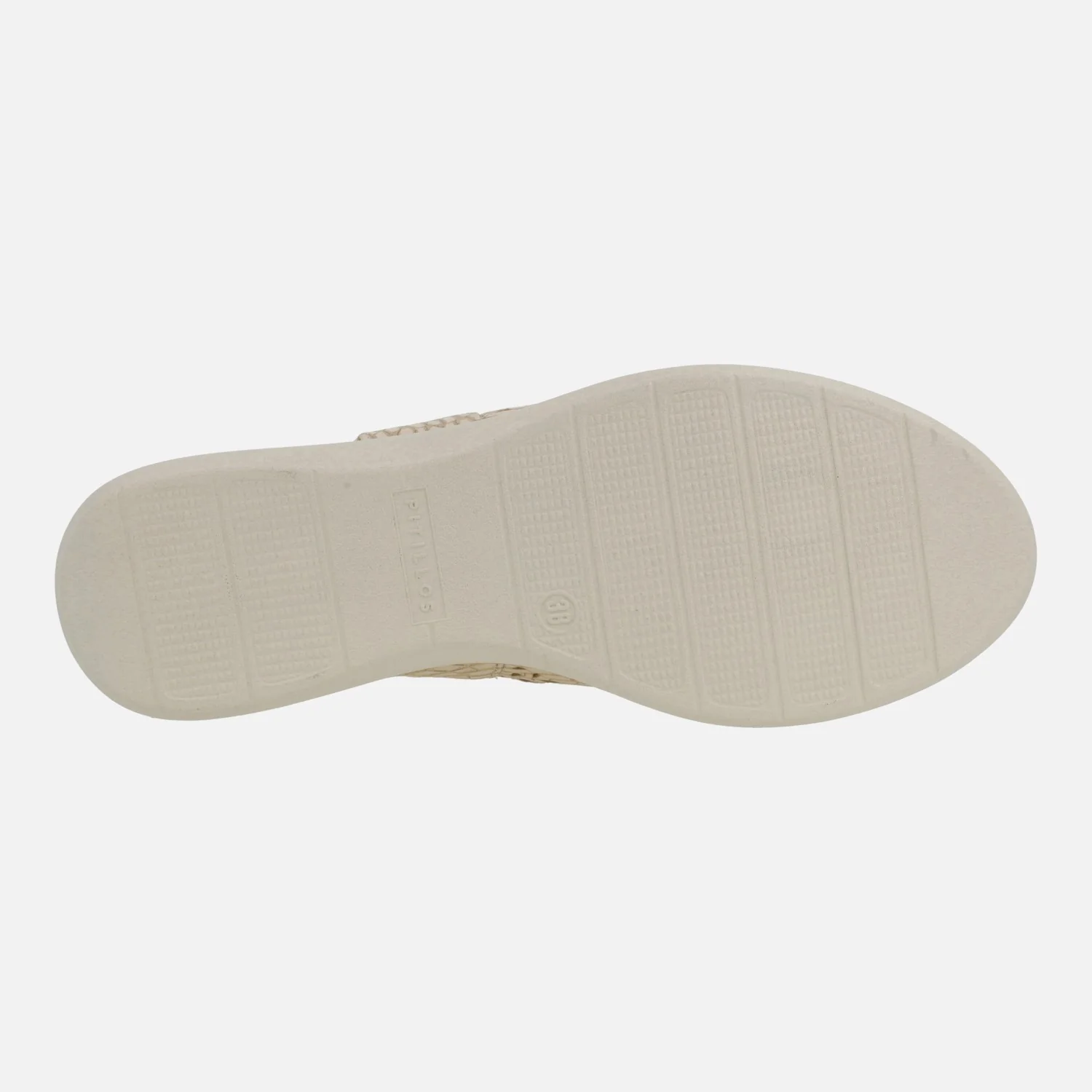 Sandalias de piel grabada beige con destellos oro y troquelados - Image 6