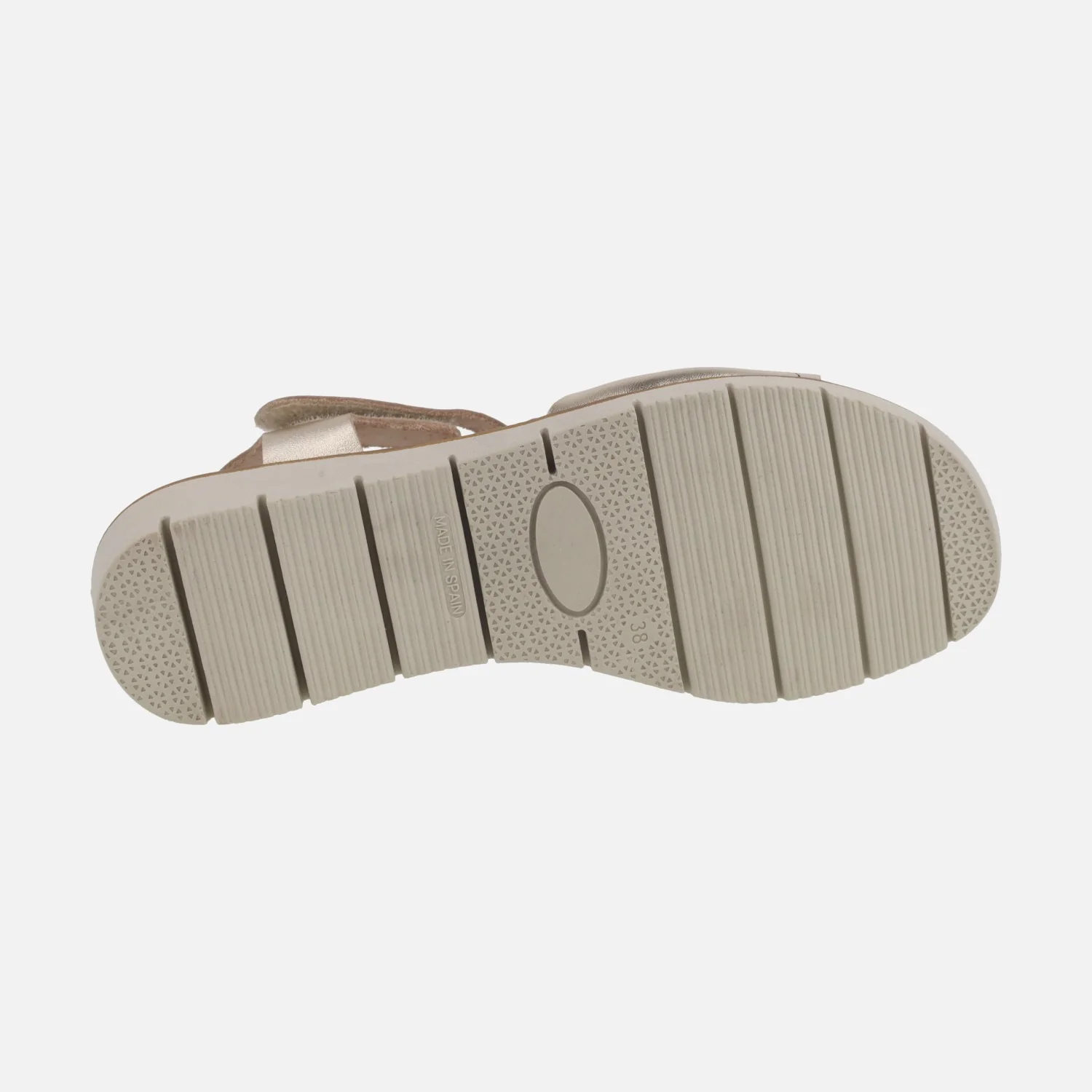 Sandalias de piel metalizada color oro con cierre de velcro - Image 6