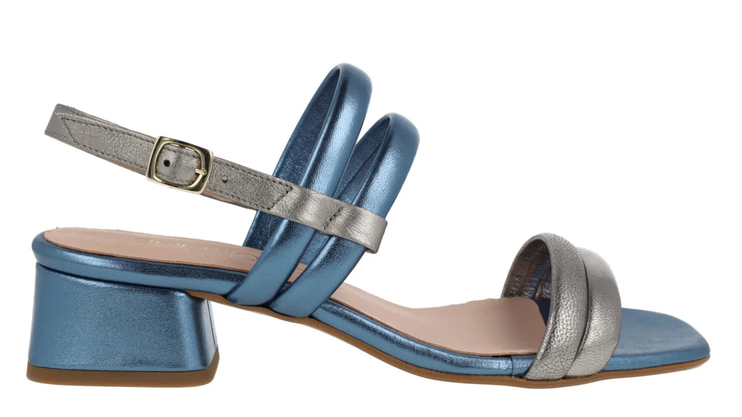 Sandalias de tiras en pieles metalizadas con tacón ancho - Image 6