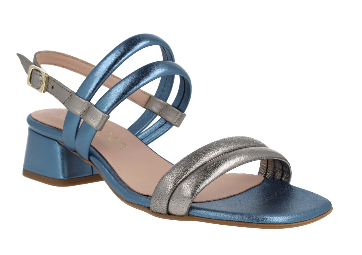Sandalias de tiras en pieles metalizadas con tacón ancho - Image 7