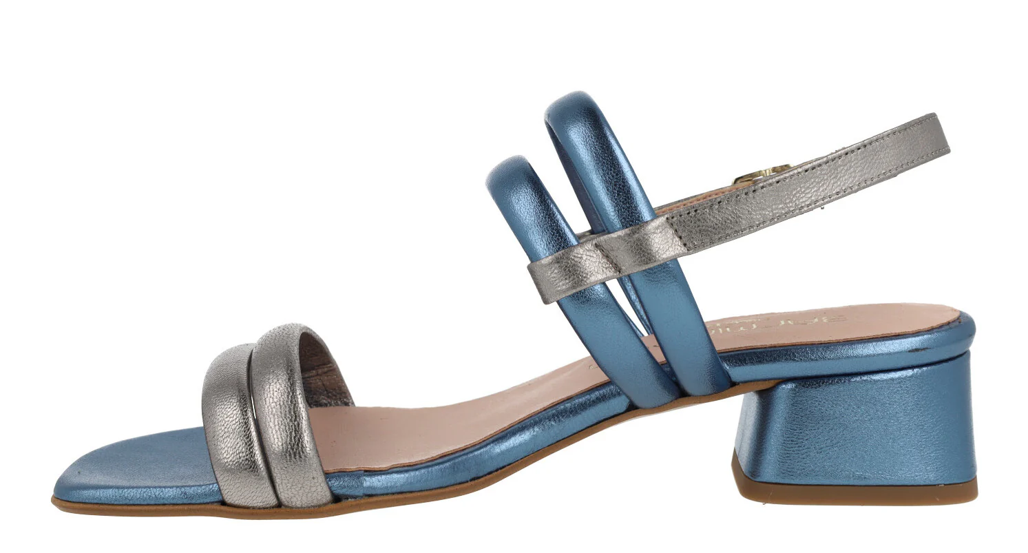 Sandalias de tiras en pieles metalizadas con tacón ancho - Image 8