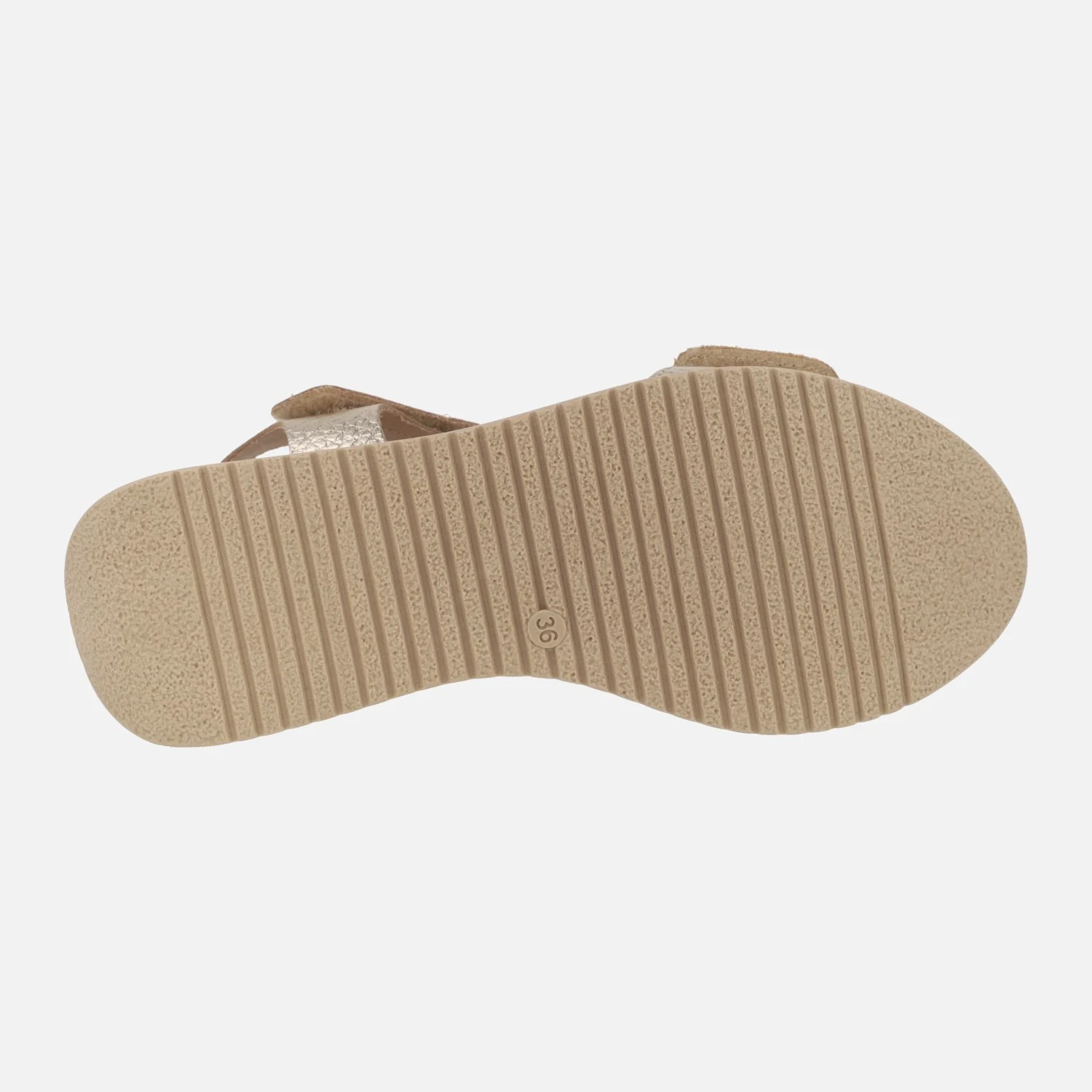 Sandalias de piel metalizada oro con cierre de velcros - Image 6