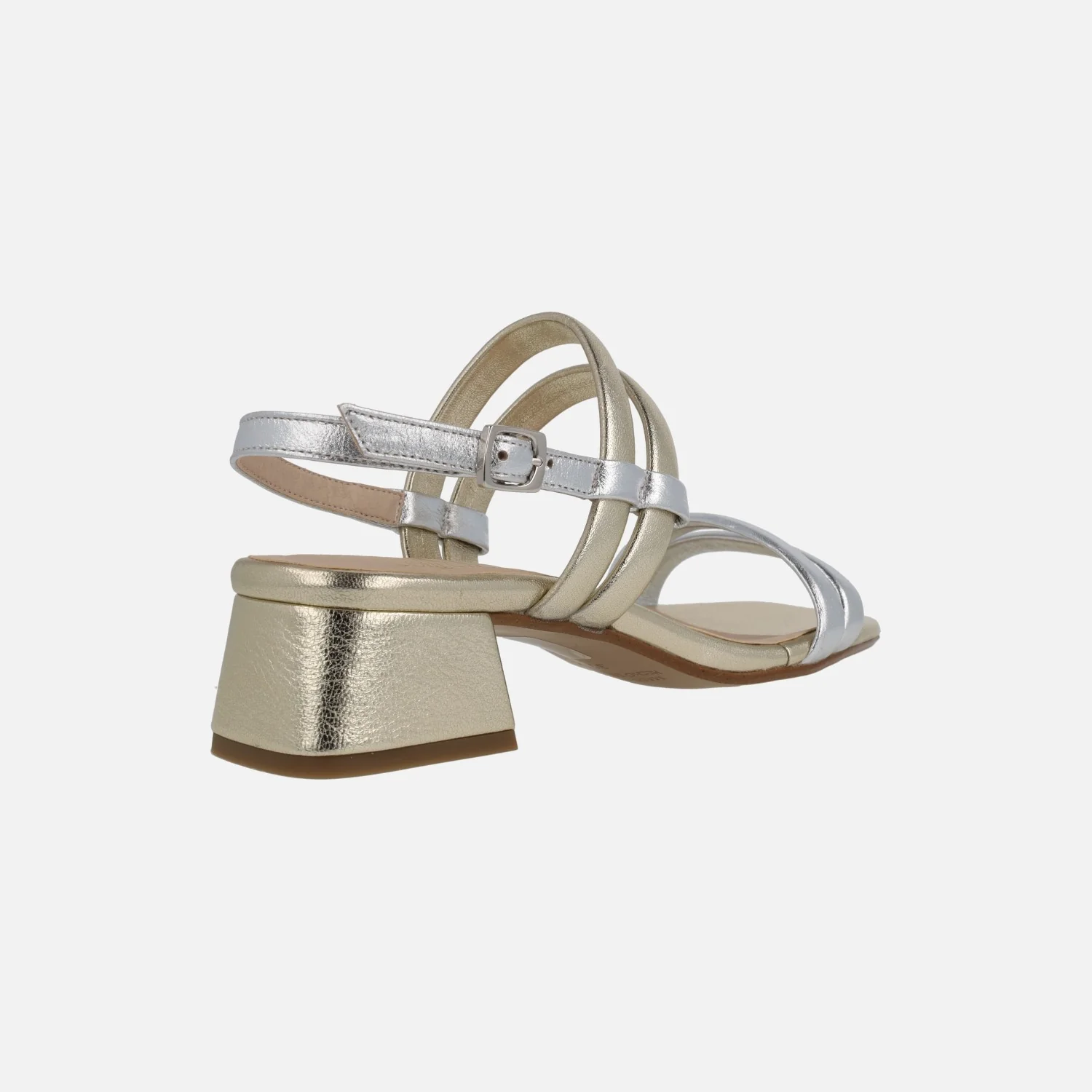 Sandalias de piel metalizadas en combinado oro y plata - Image 4