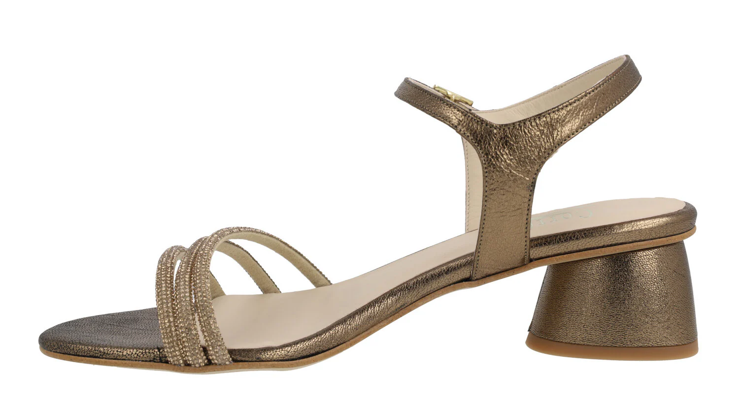 Sandalias de piel metalizadas Taimi con triple tira de strass - Image 3