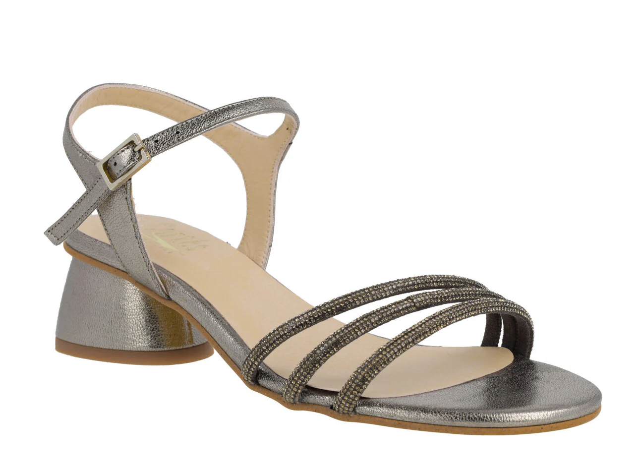 Sandalias de piel metalizadas Taimi con triple tira de strass - Image 6