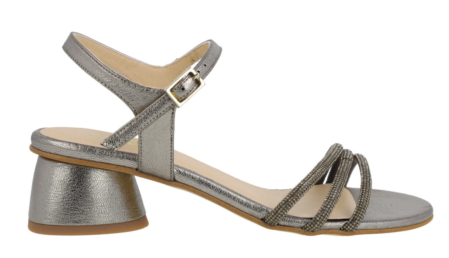 Sandalias de piel metalizadas Taimi con triple tira de strass - Image 7