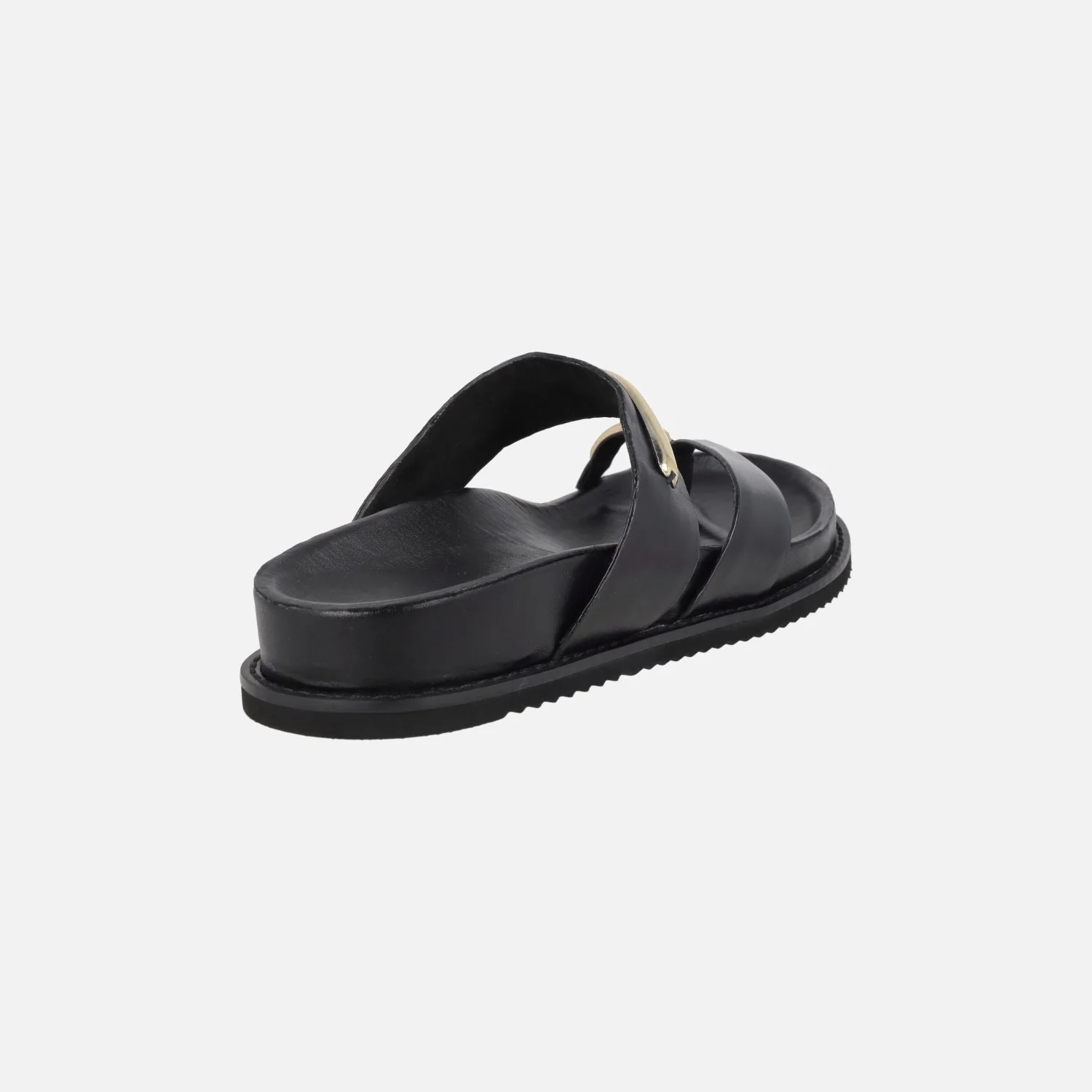 Sandalias de piel negra con detalle de pieza para dedo - Image 4