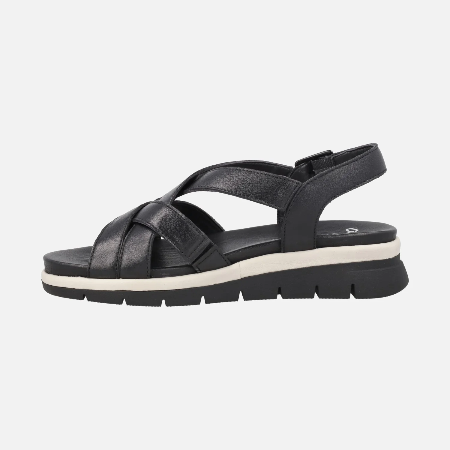 Sandalias de piel negras de tiras con cierre de hebilla - Image 3