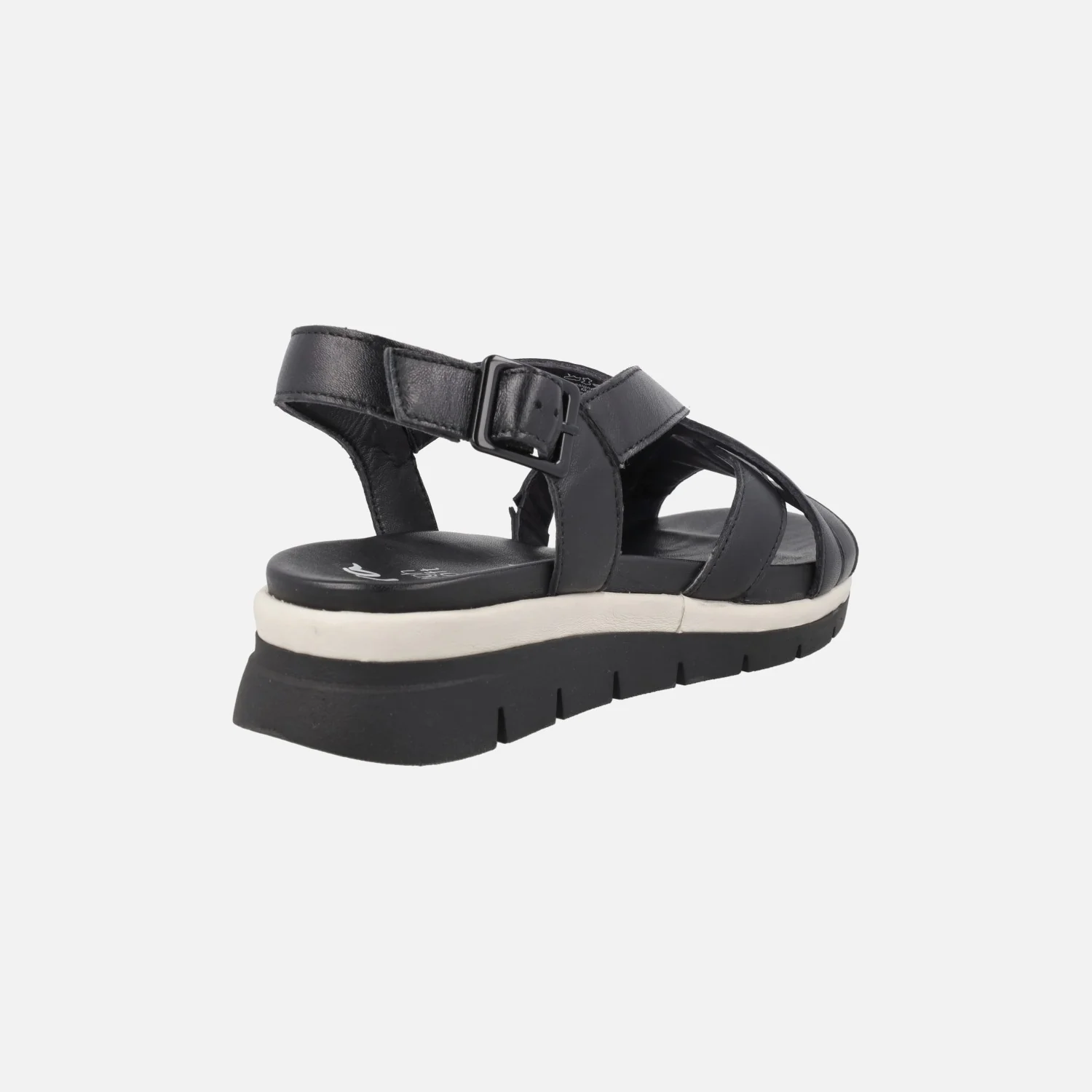 Sandalias de piel negras de tiras con cierre de hebilla - Image 4