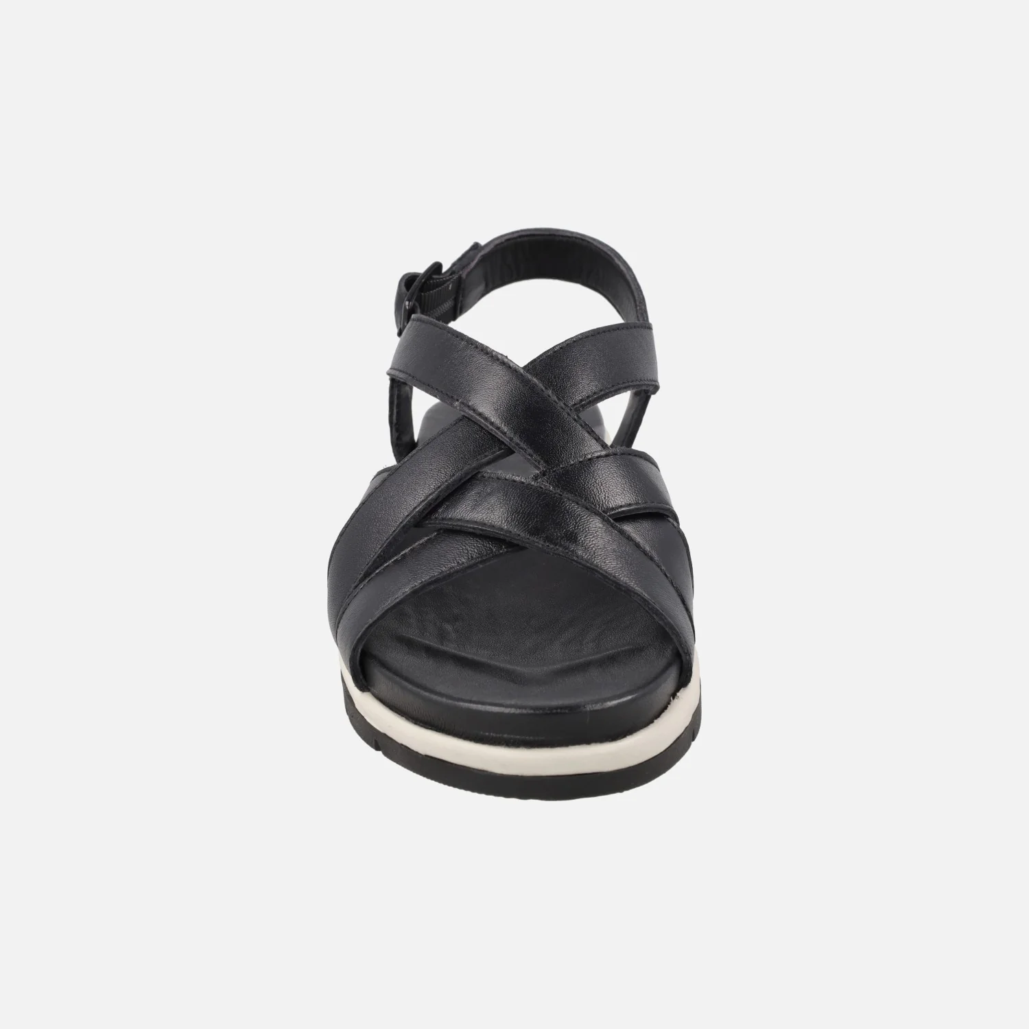 Sandalias de piel negras de tiras con cierre de hebilla - Image 5