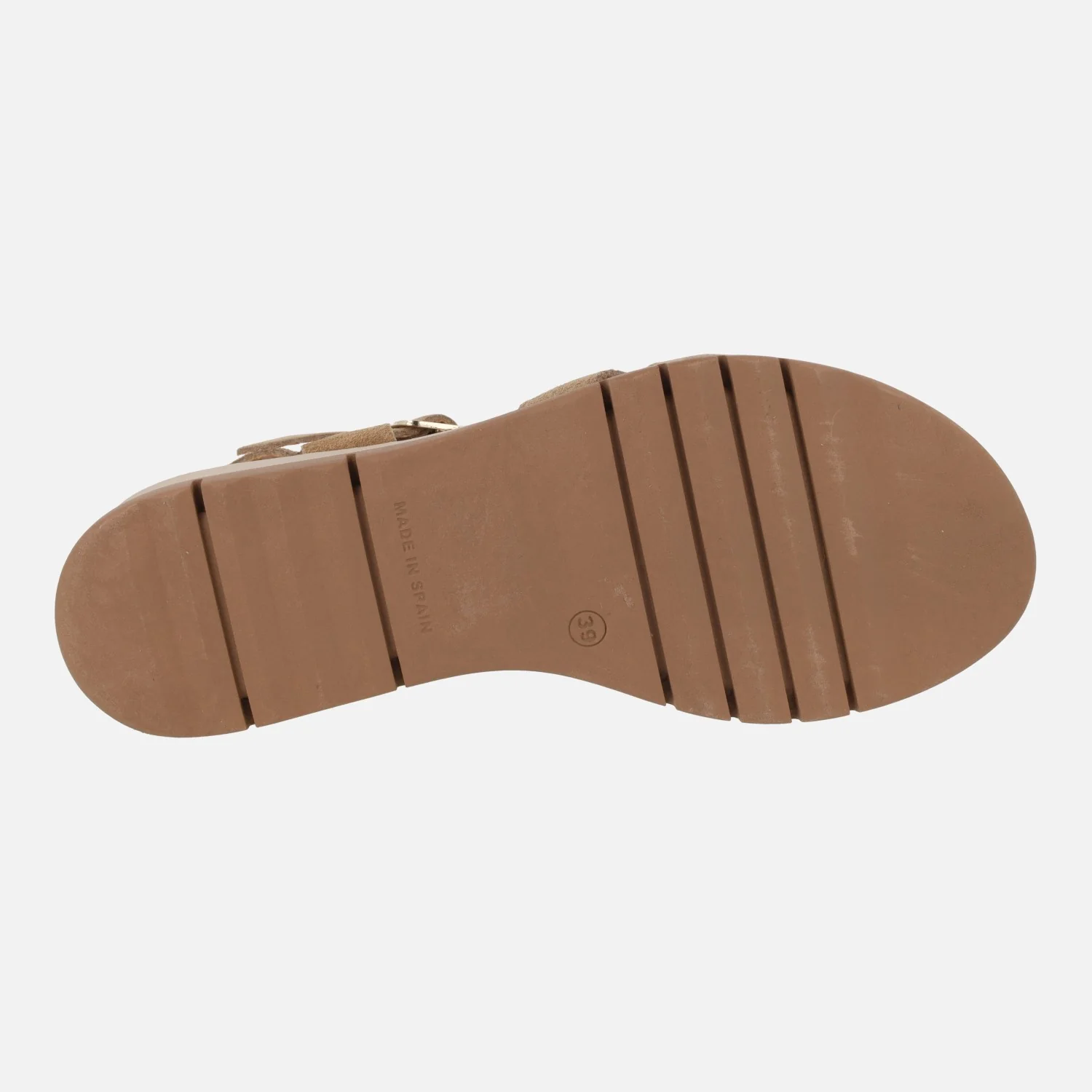 Sandalias de piel serraje con cierre de hebilla y cuña media - Image 6