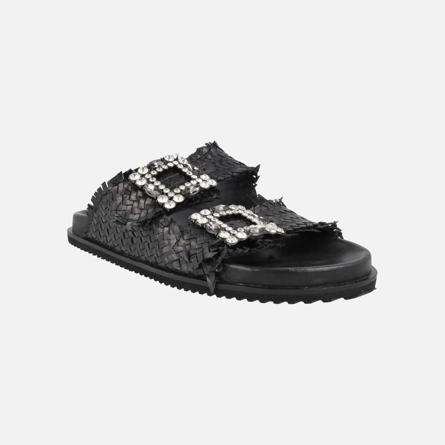 Sandalias de piel trenzada con hebillas joya - Image 2