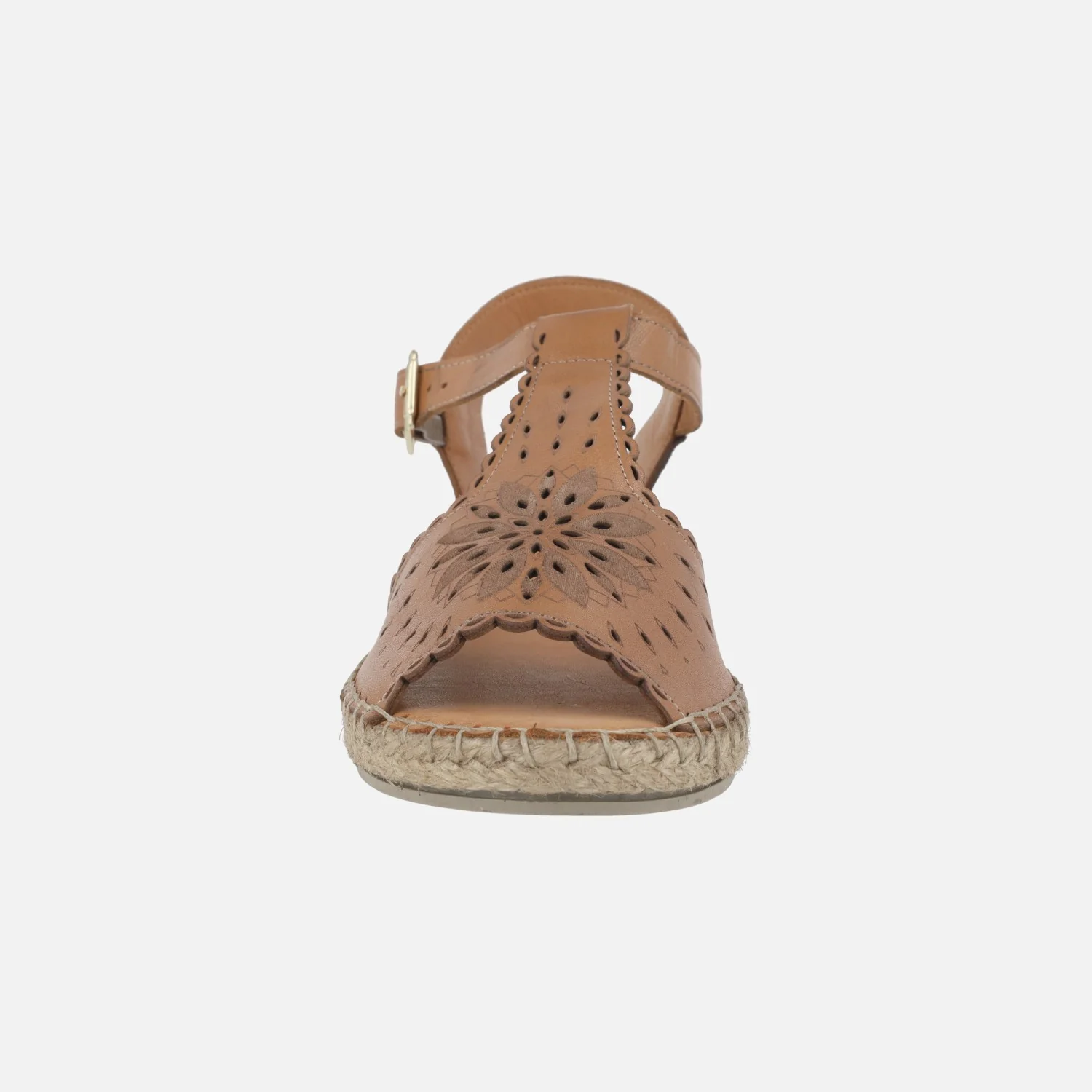 Sandalias de piel troqueladas con piso de esparto - Image 11