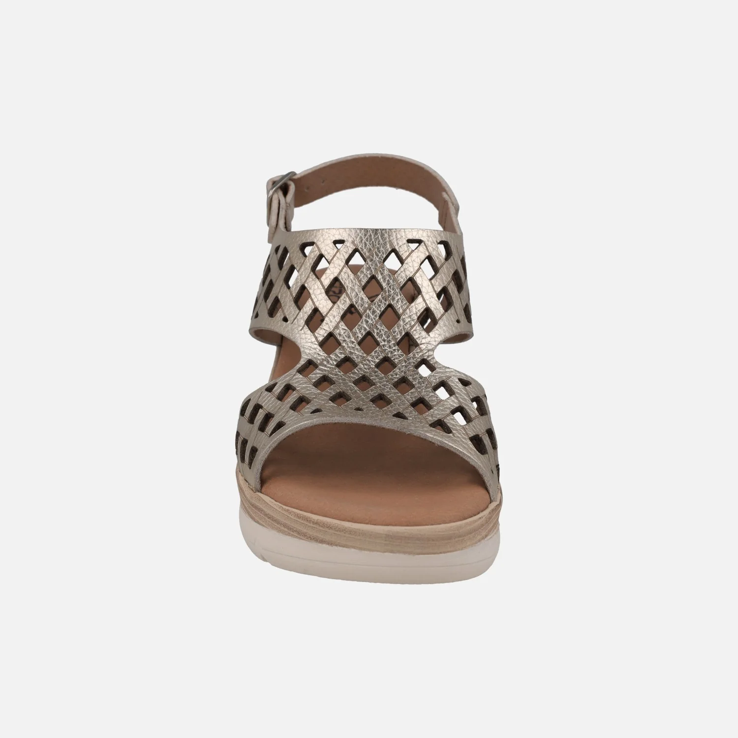 Sandalias de piel troqueladas con plataforma - Image 5