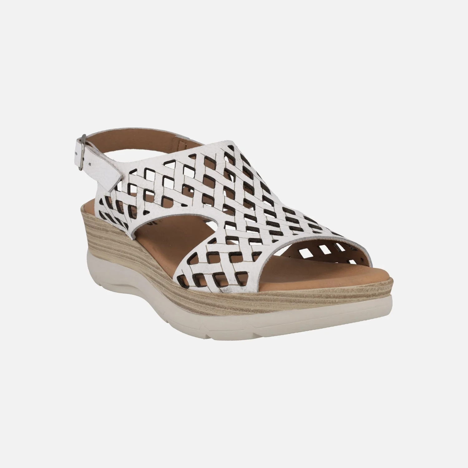 Sandalias de piel troqueladas con plataforma - Image 8