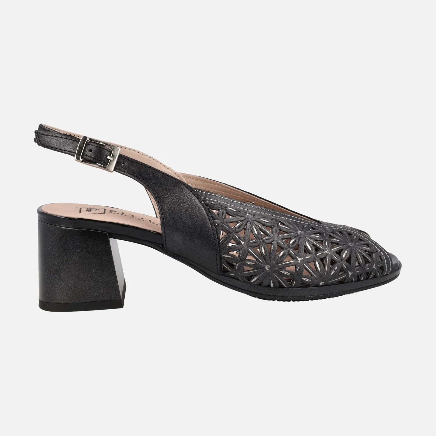 Sandalias de piel troqueladas con tacones anchos de 6 cms - Image 6