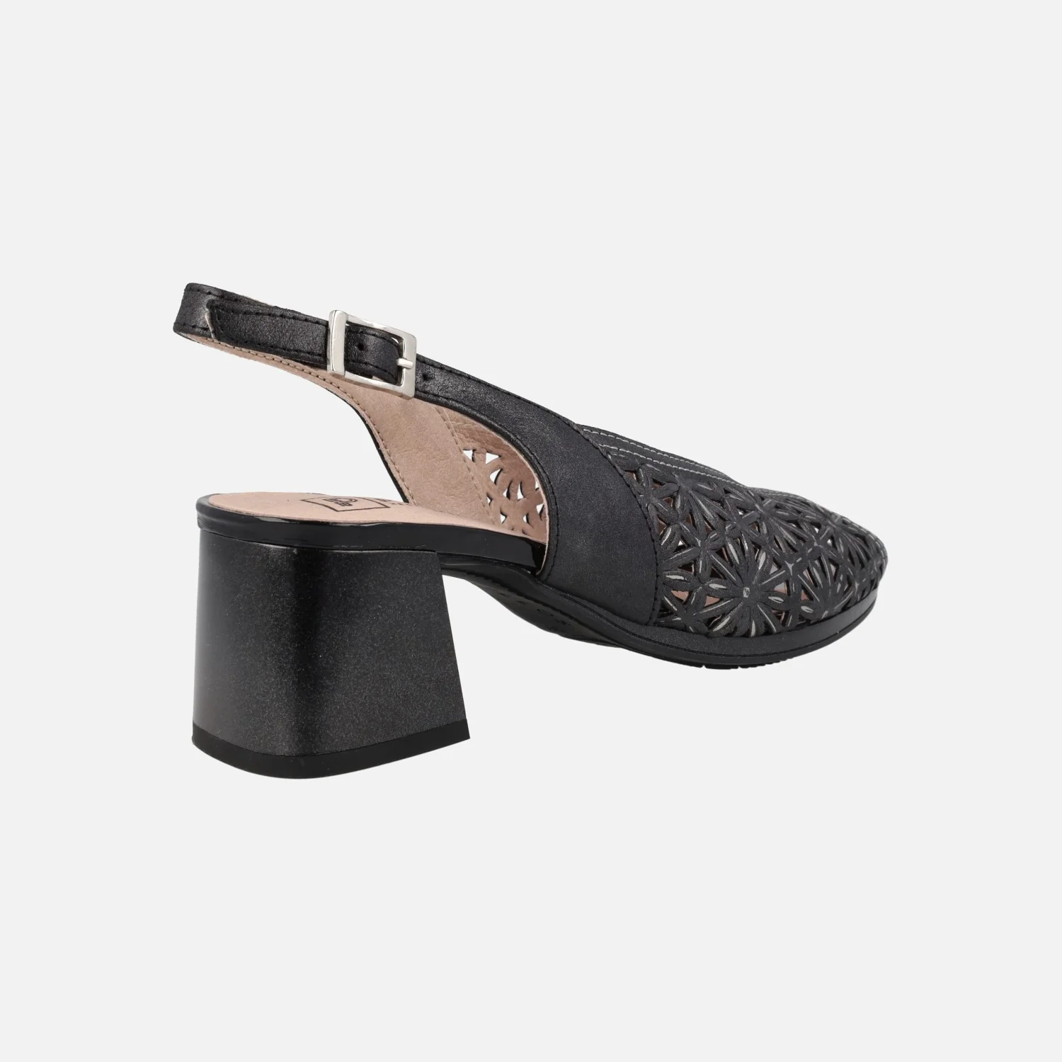 Sandalias de piel troqueladas con tacones anchos de 6 cms - Image 8