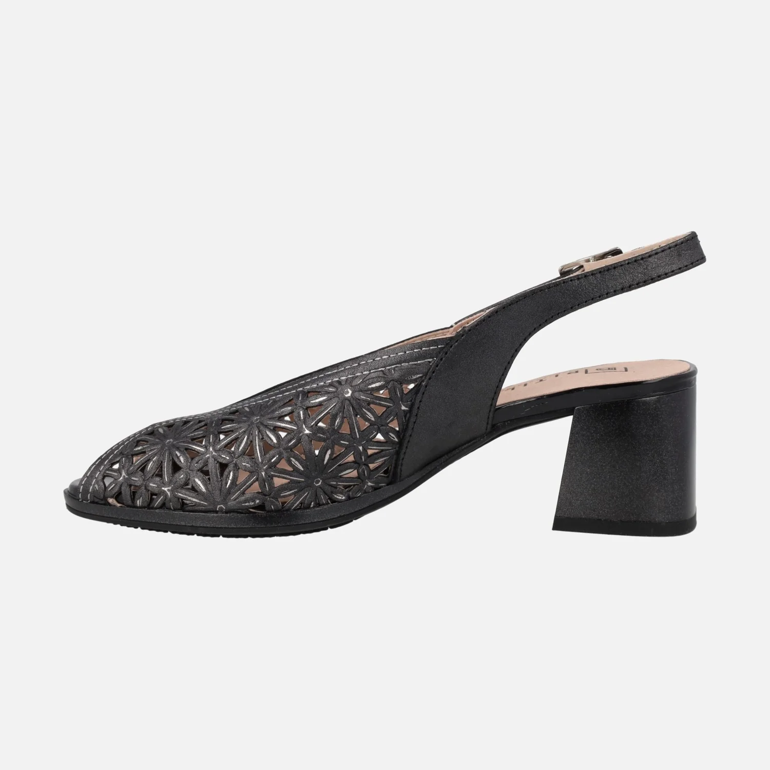 Sandalias de piel troqueladas con tacones anchos de 6 cms - Image 9