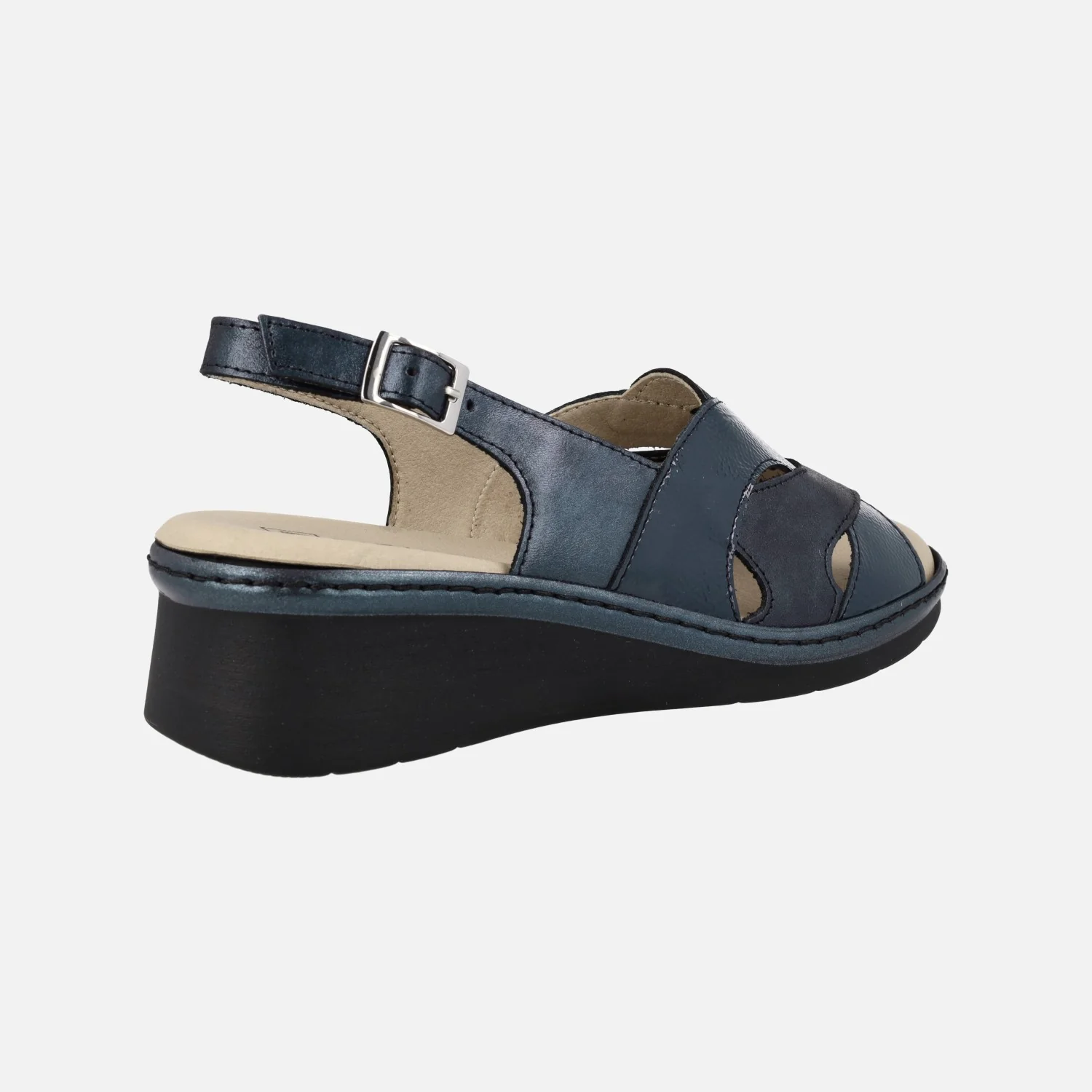 Sandalias de piel y charol azul marino con plantillas extraíbles - Image 3
